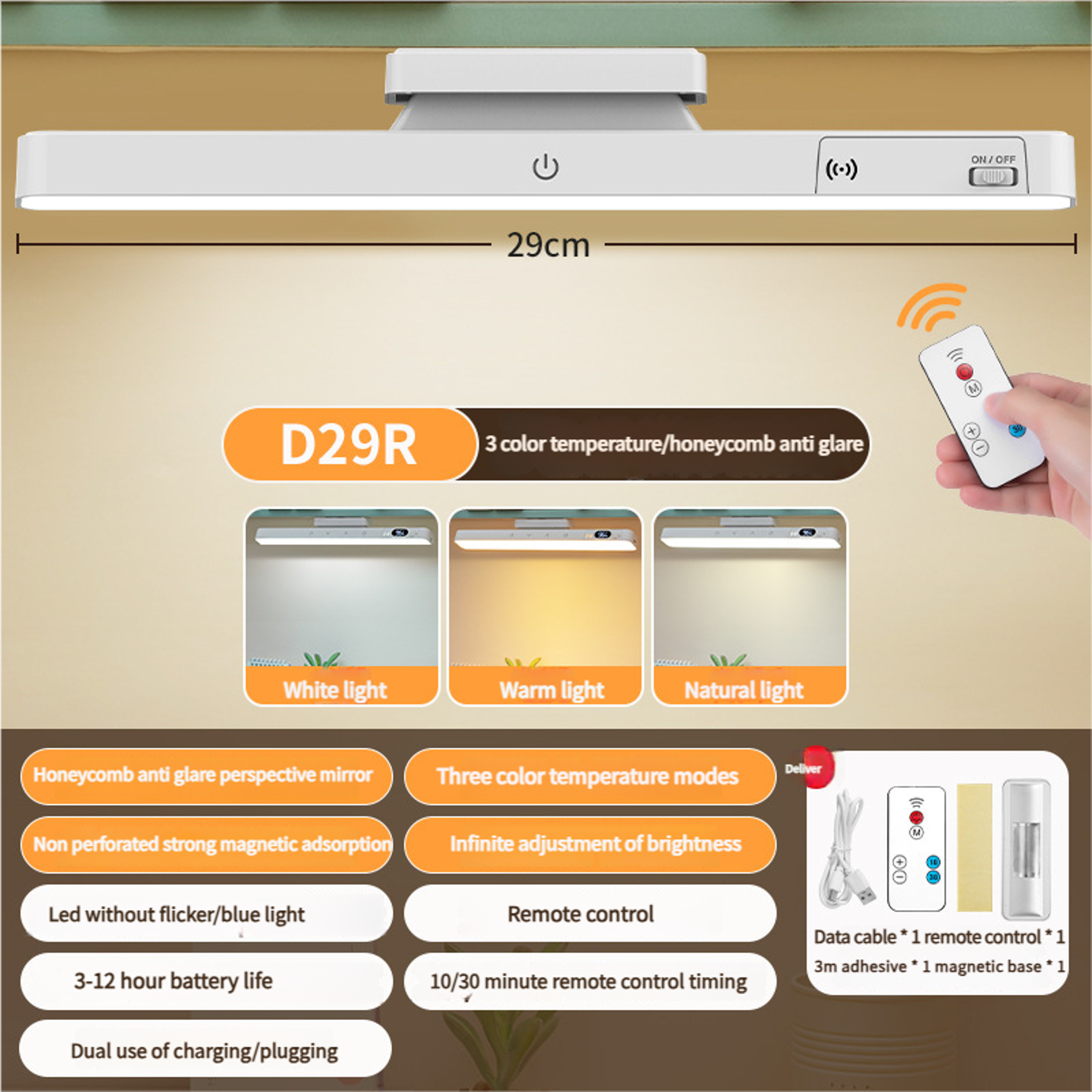 Rechargeable LED Touch Table Lamp With Magnetic Desk Light And Remote Control 6