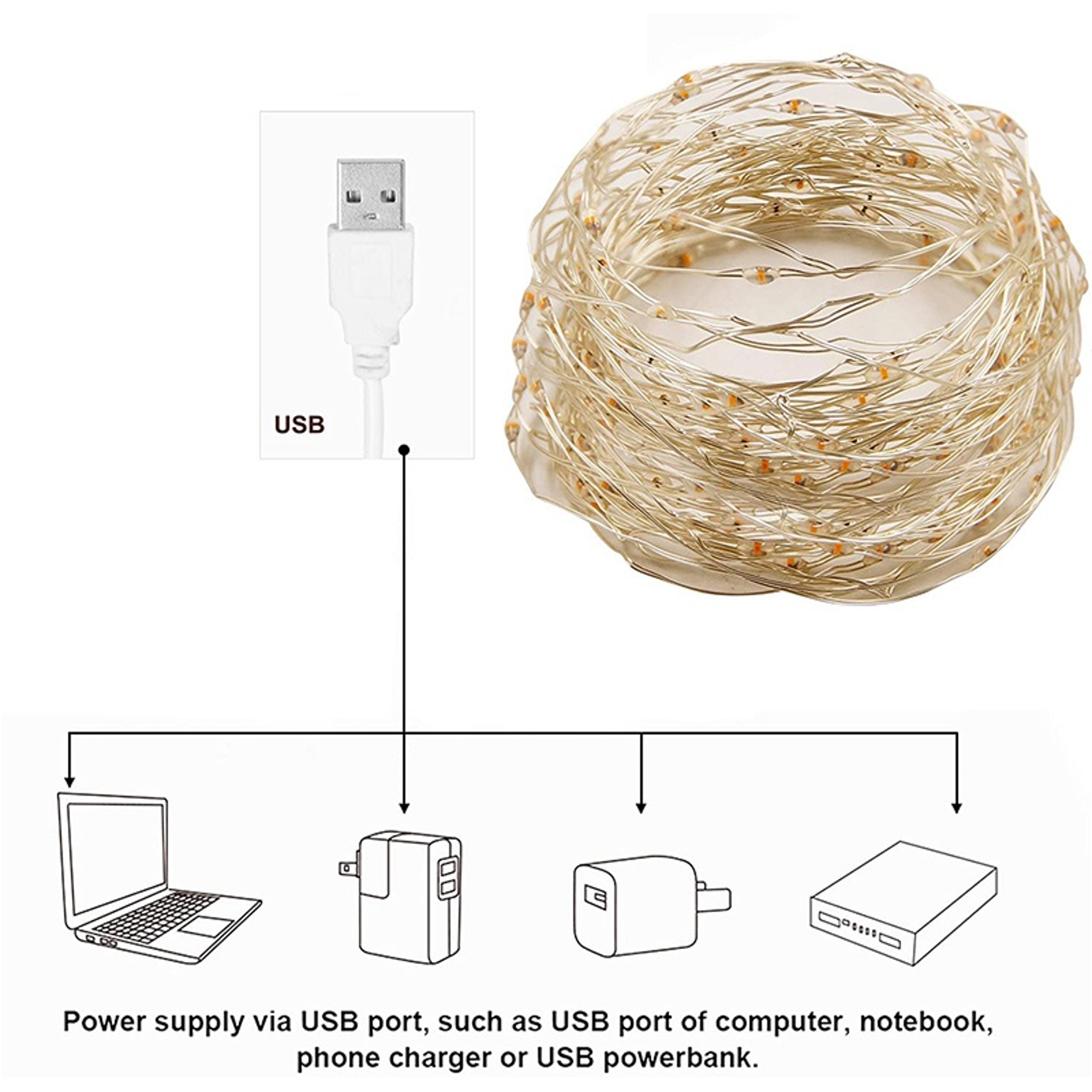 LED Fairy Lights Copper Wire String Lights for Christmas Wedding Party Decor – view 3