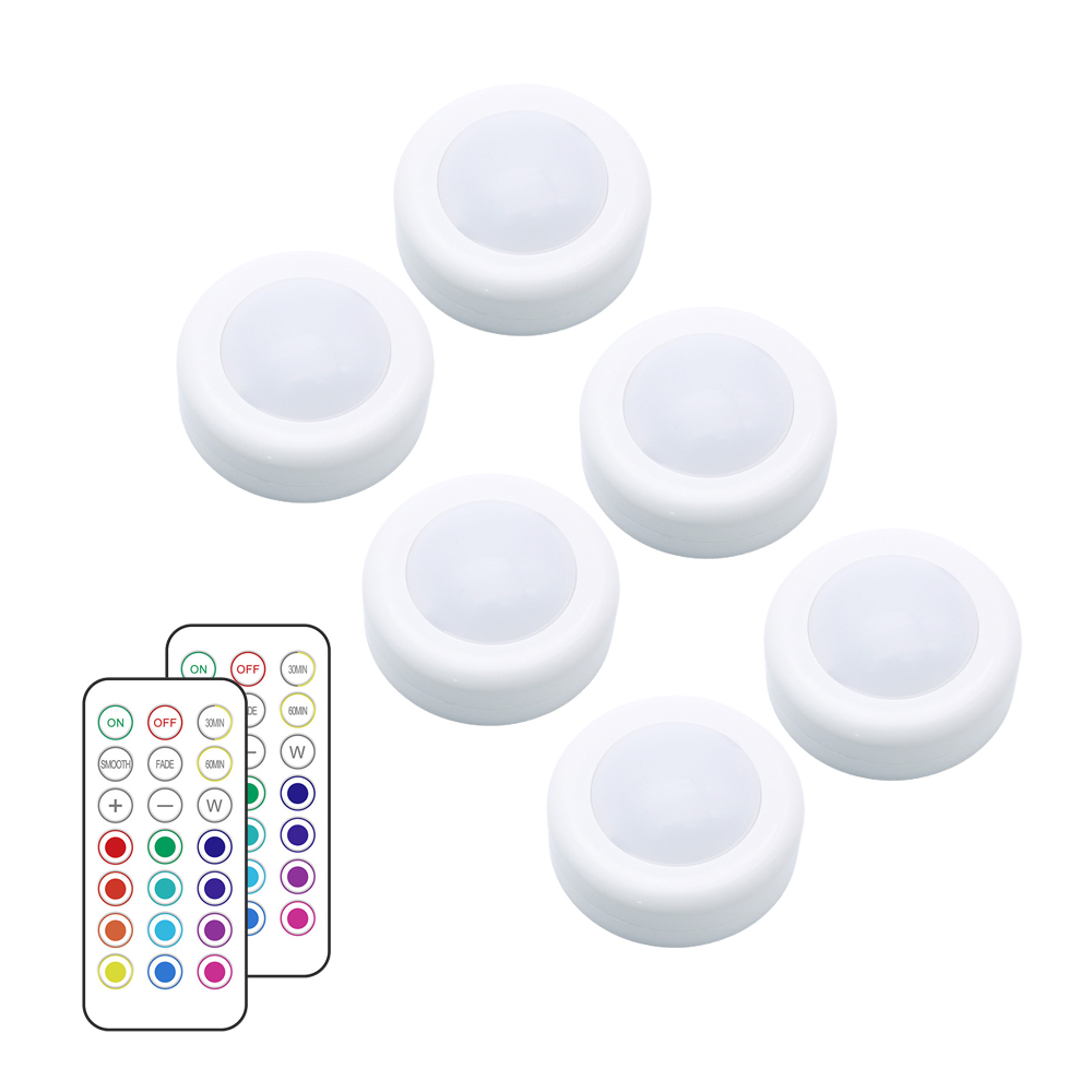 Wireless LED Puck Lights With Remote Control Dimmable RGB Cabinet Lights 8