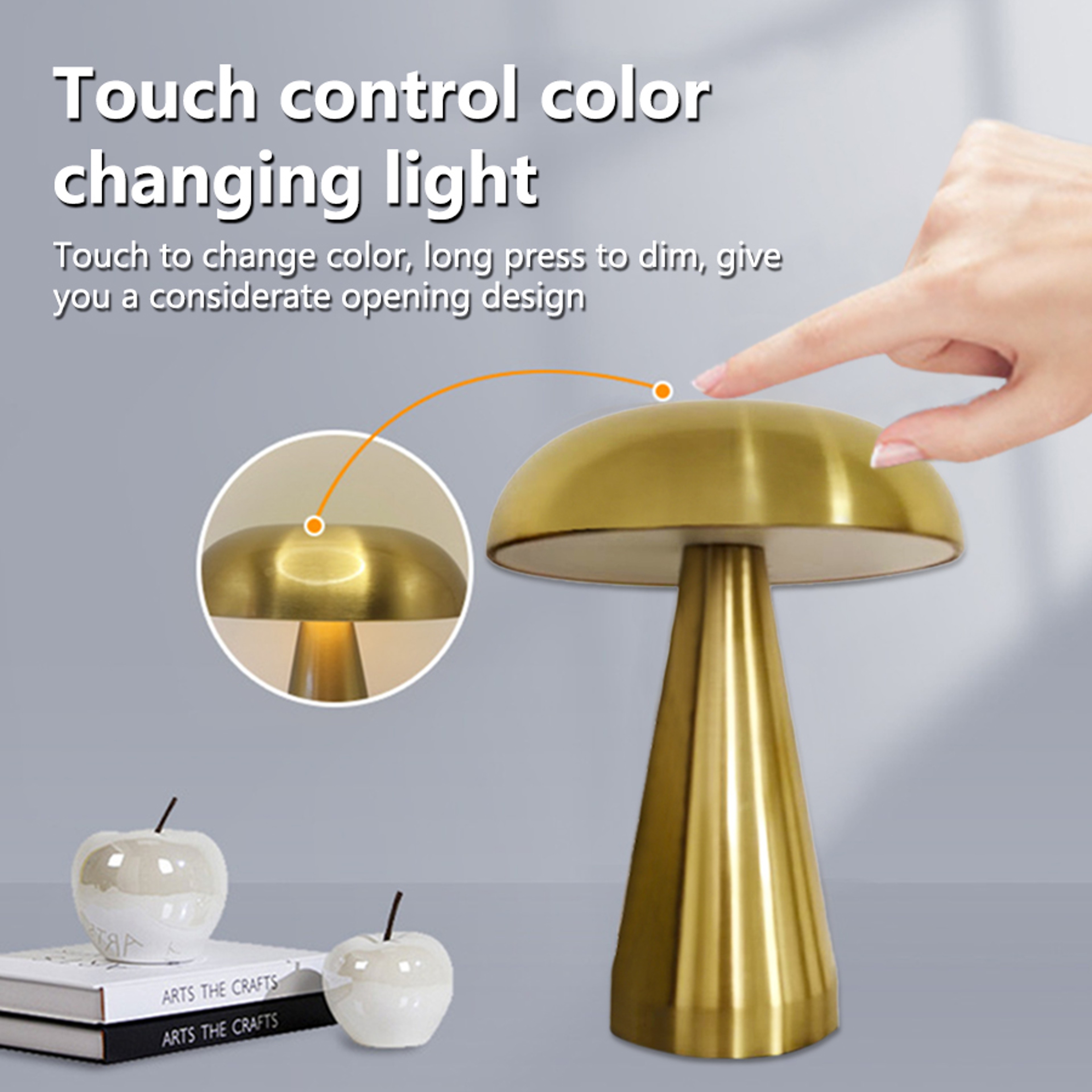 Retro Mushroom Night Light Touch Sensor Rechargeable LED Desk Lamp 3