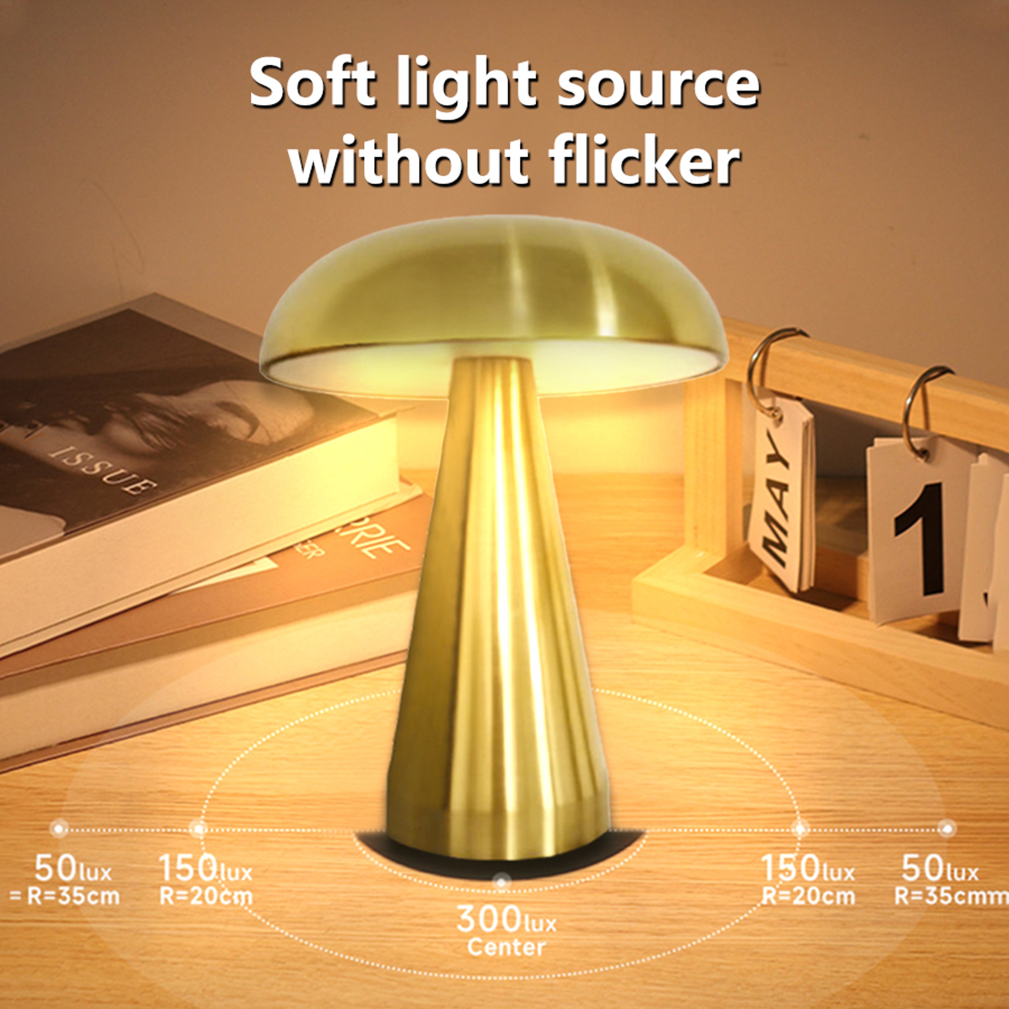 Retro Mushroom Night Light Touch Sensor Rechargeable LED Desk Lamp 4