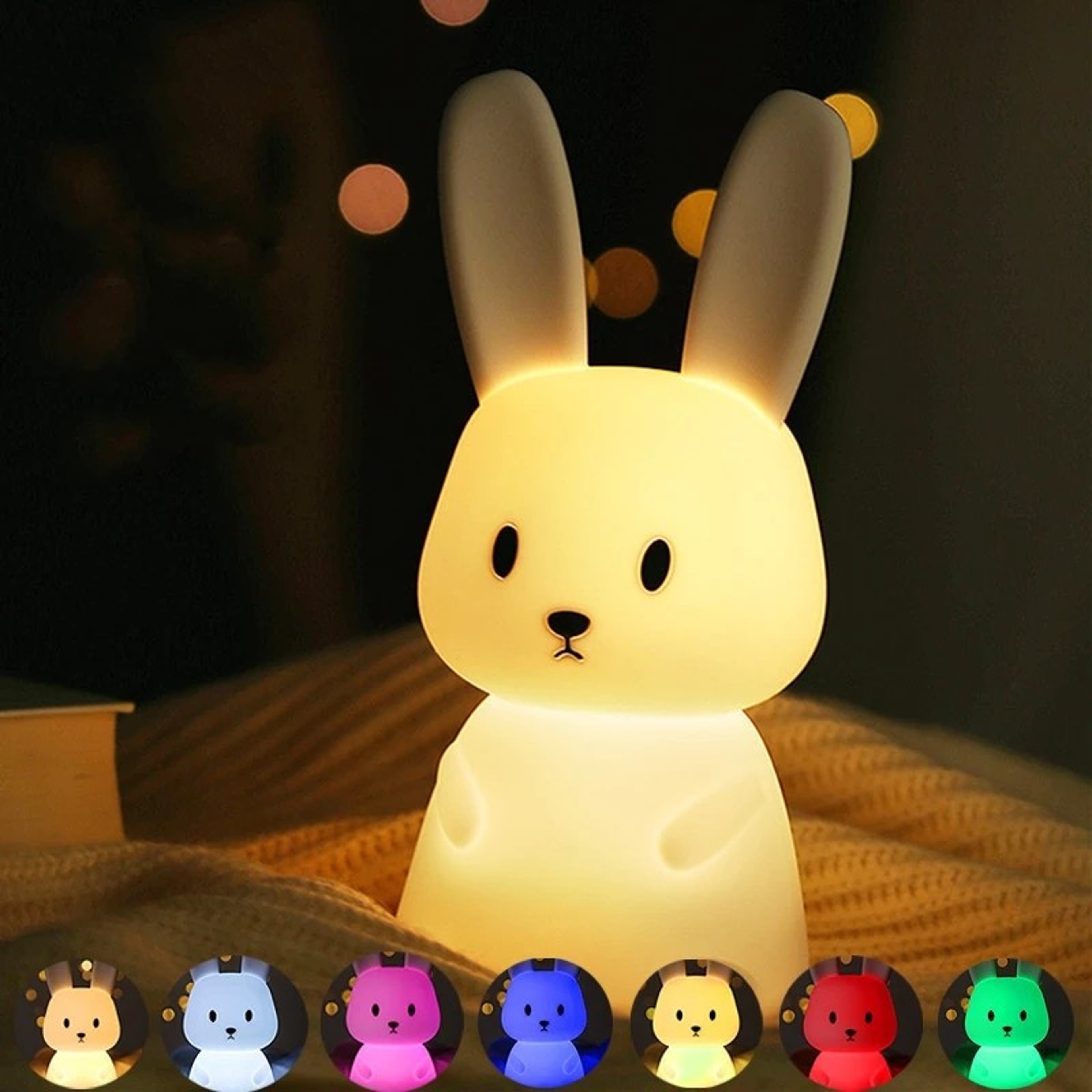 Cute Silicone Rabbit LED Night Light Touch Sensor Lamp for Kids Bedroom Decor Gift – view 7