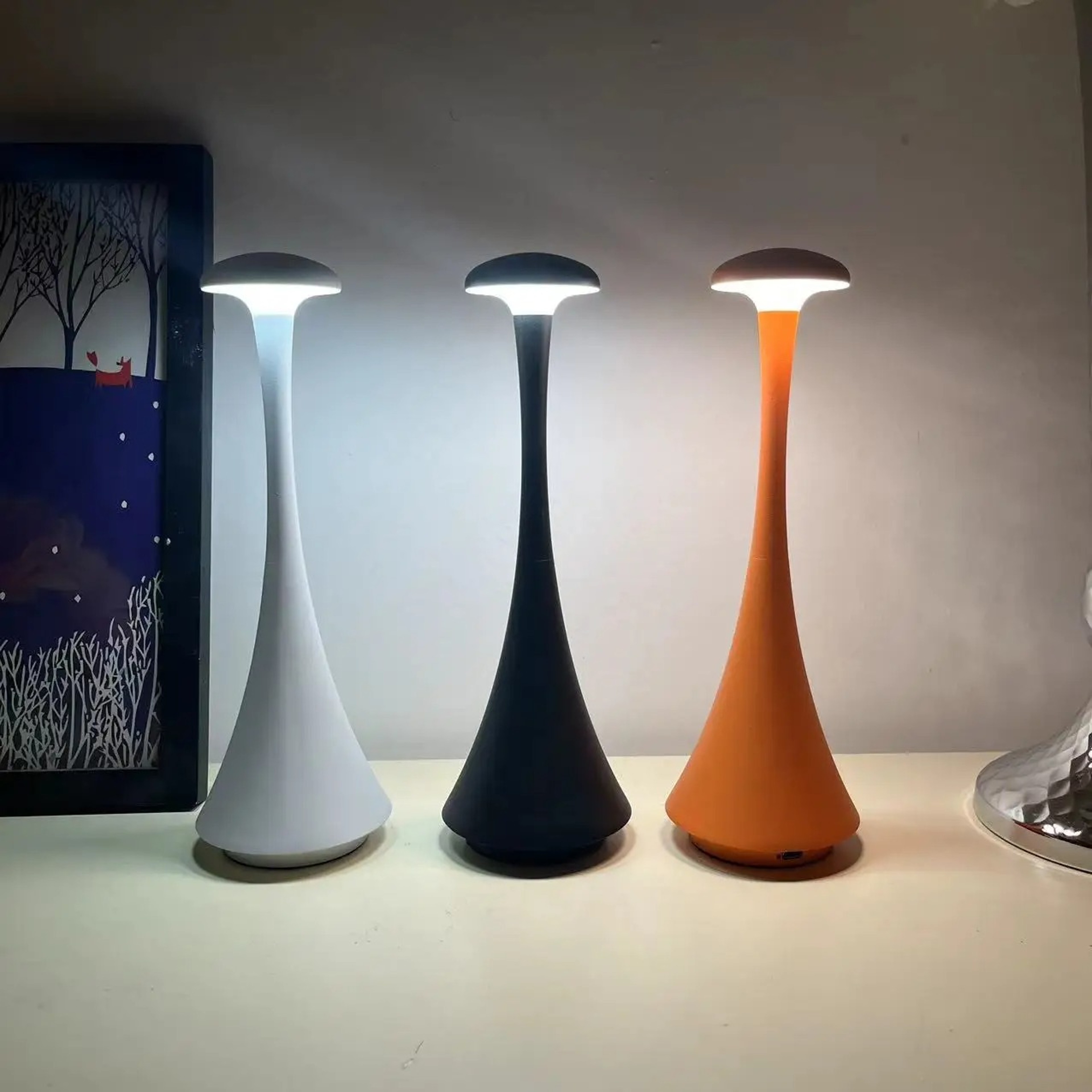 Mushroom Table Lamp USB C Rechargeable Touch Night Light for Bedroom Decor – view 3
