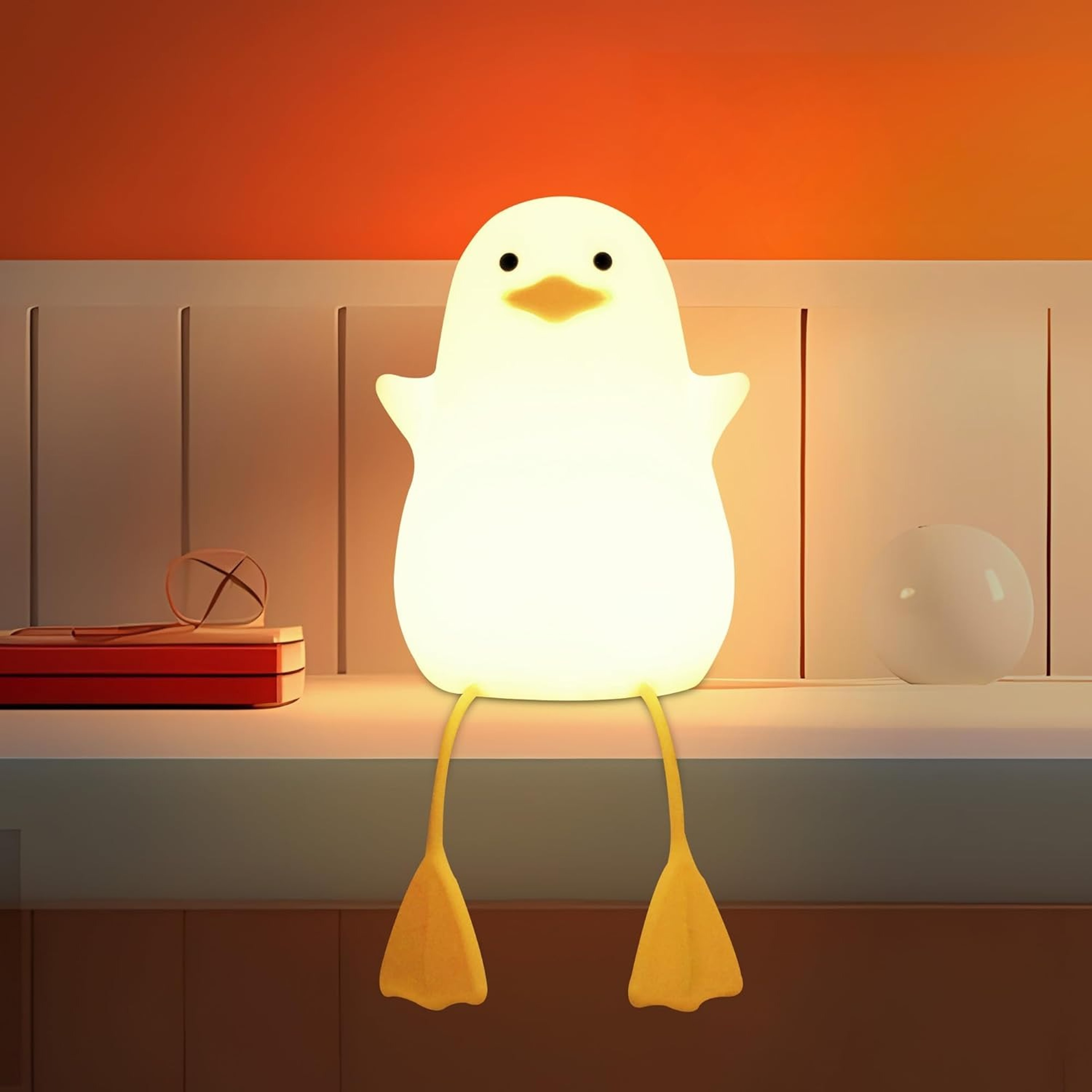 Cute Duck Silicone Night Light for Kids Bedroom USB Rechargeable Soft Glow Lamp – view 1