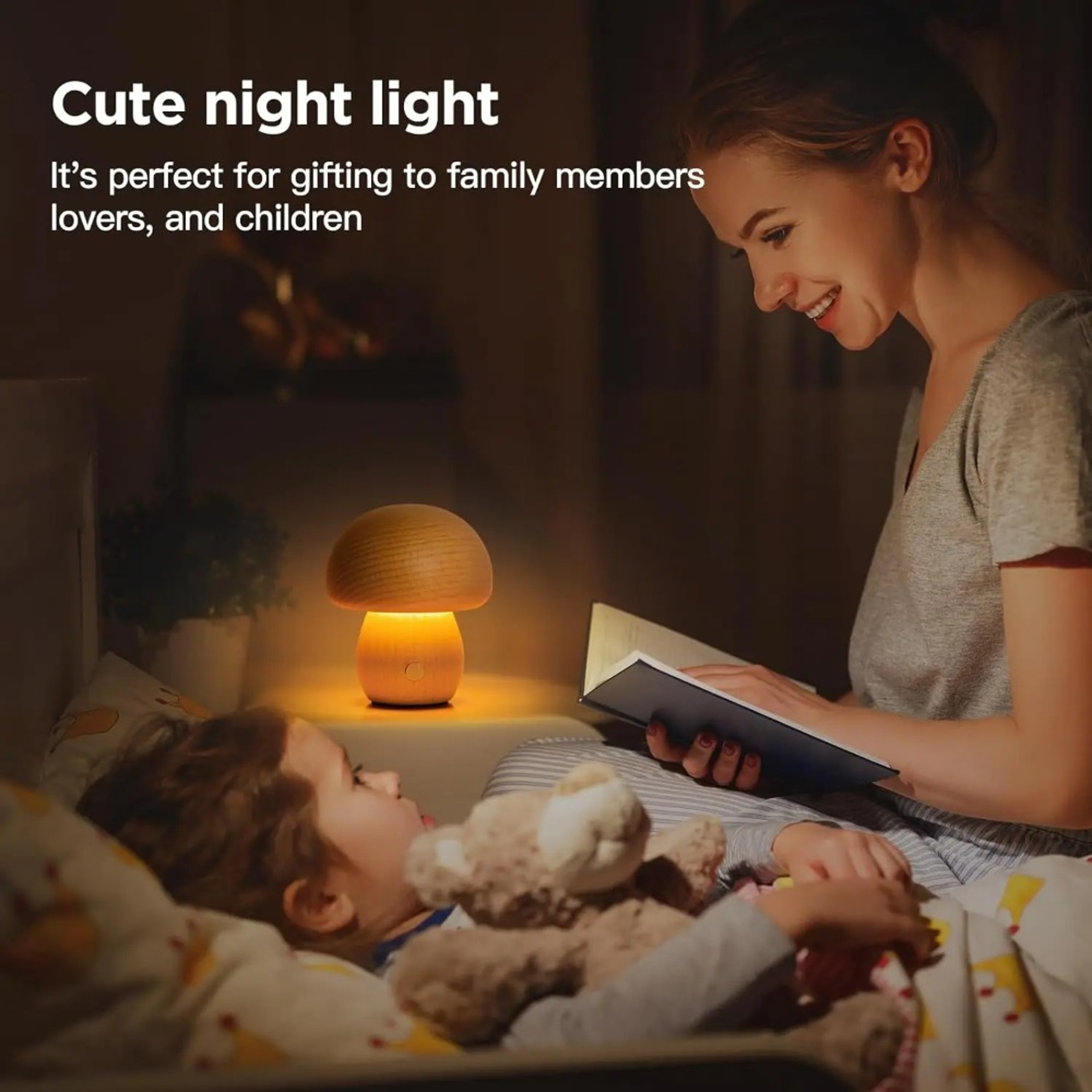 Mushroom LED Table Lamp Touch Dimming USB Rechargeable Ambient Light – view 3
