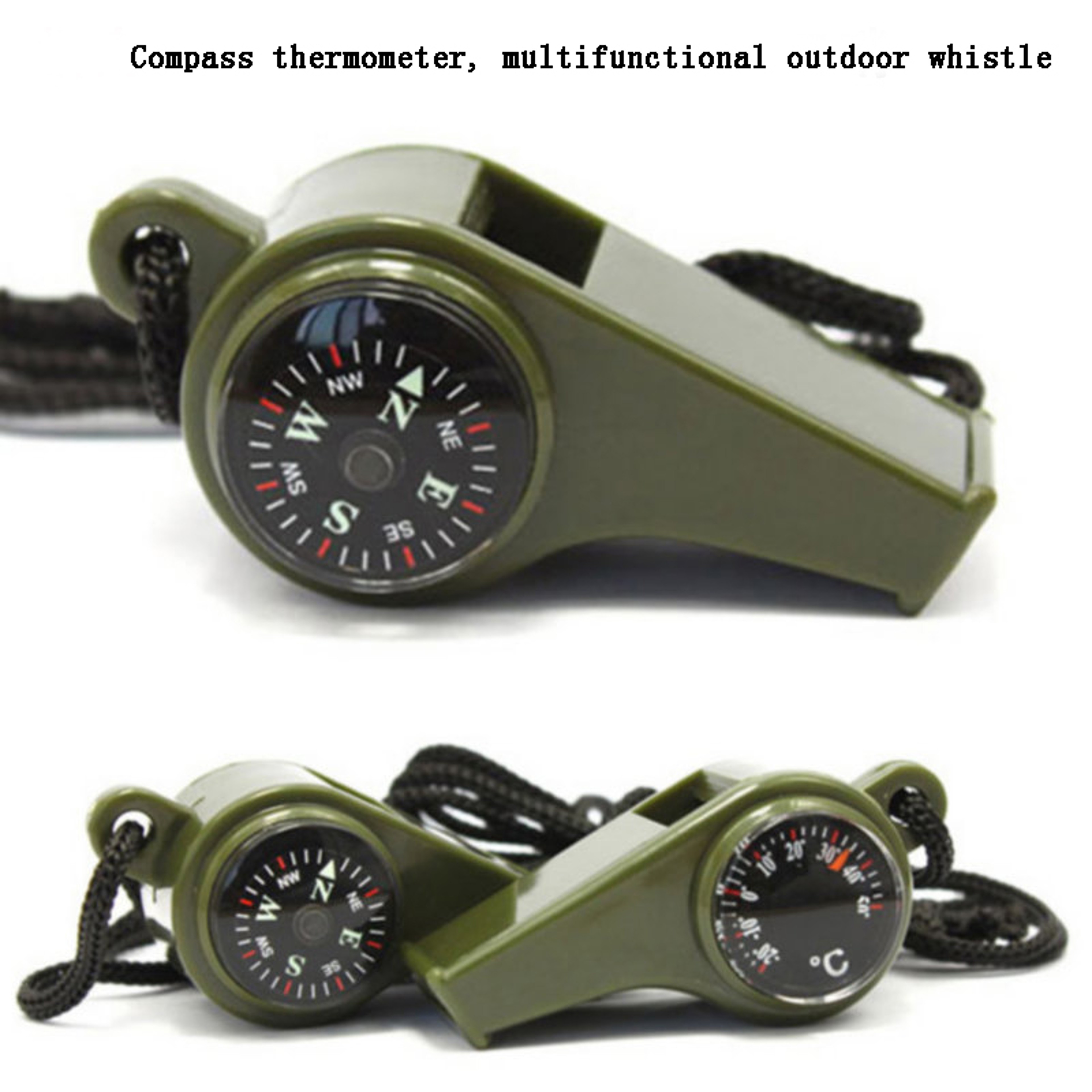 Survival Whistle with Compass and Thermometer for Camping – view 2