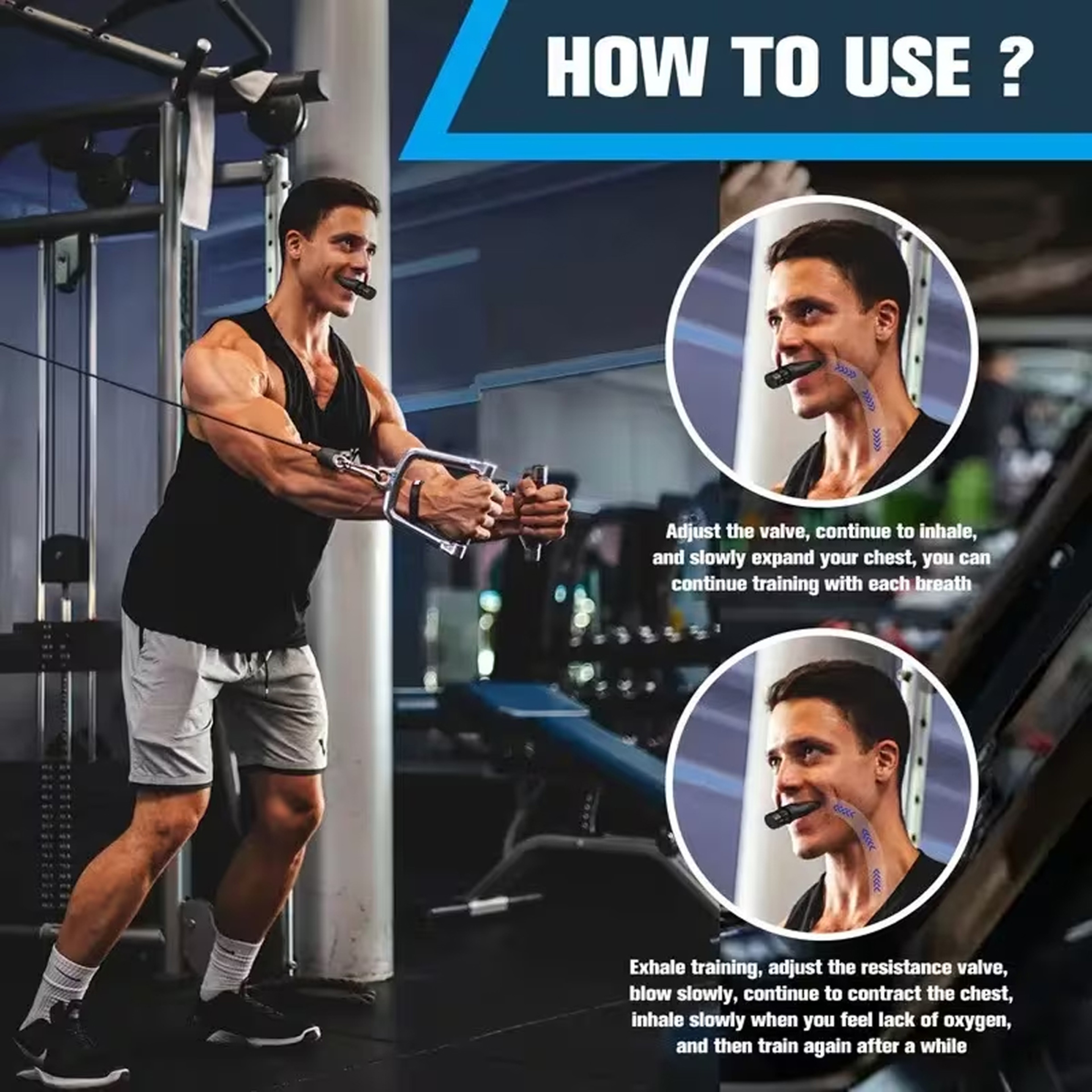 Portable Adjustable Resistance Breathing Trainer For Lung Exercise And Fitness 2