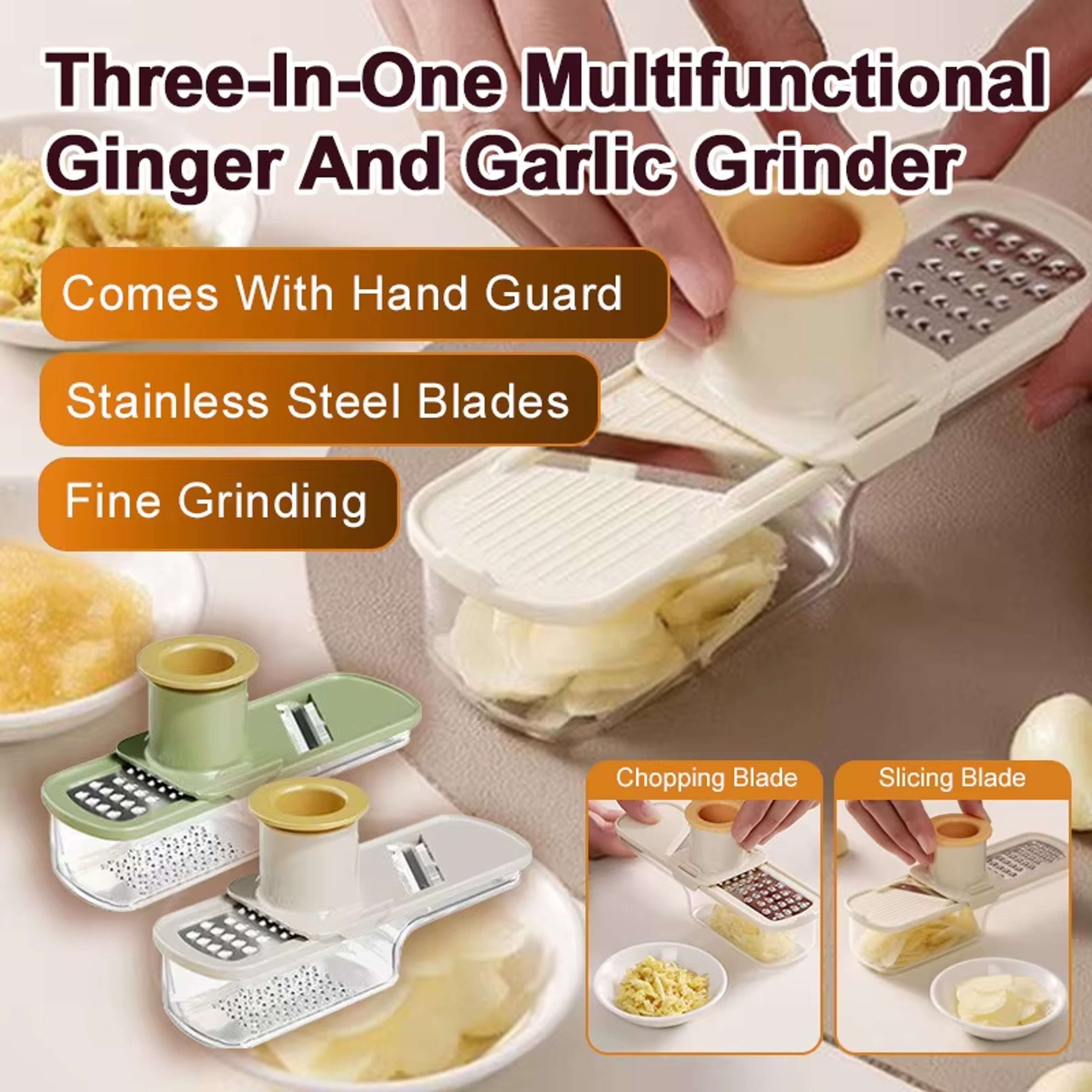 Garlic Grinder Ginger Grater Kitchen Slicer with Container – view 2