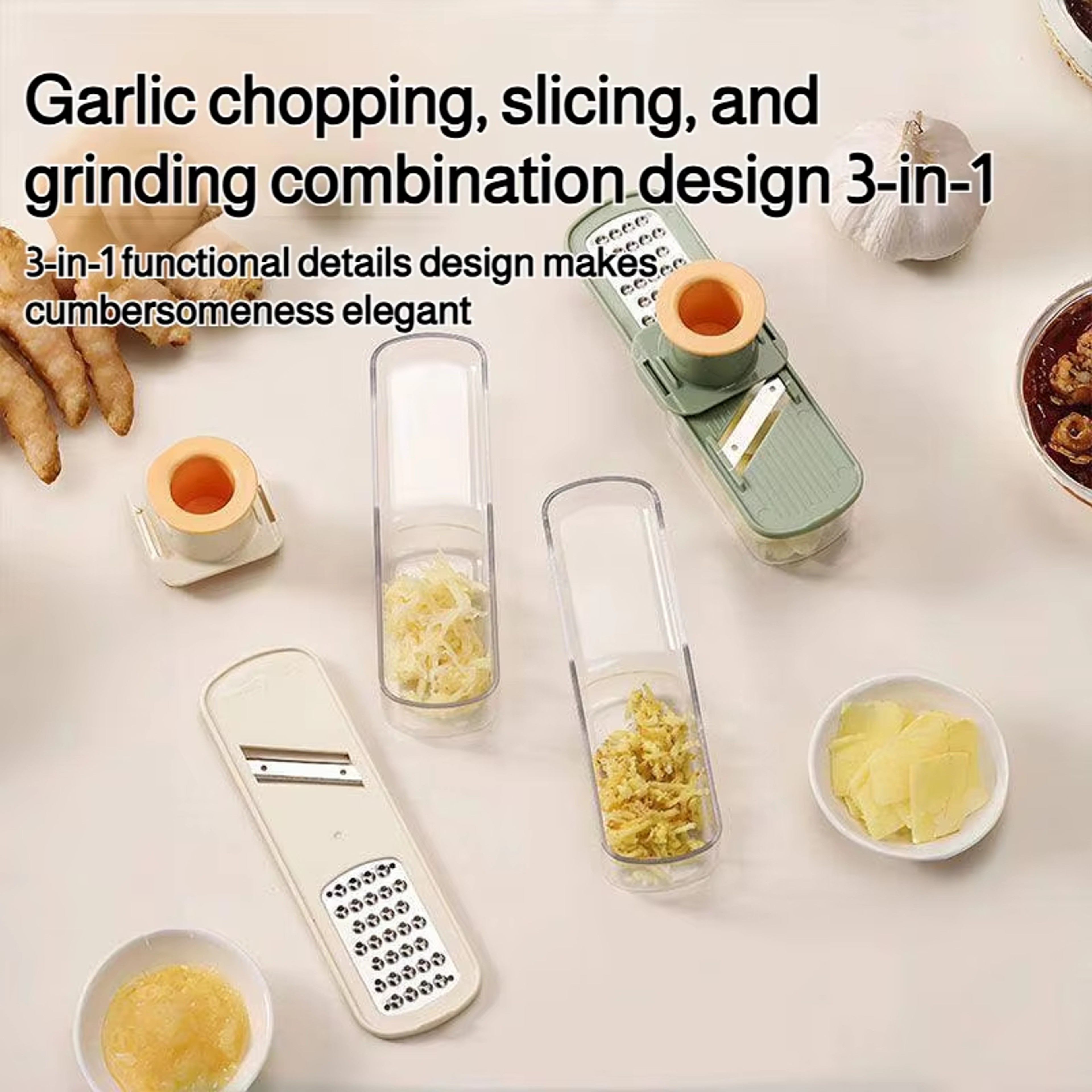 Garlic Grinder Ginger Grater Kitchen Slicer with Container – view 5