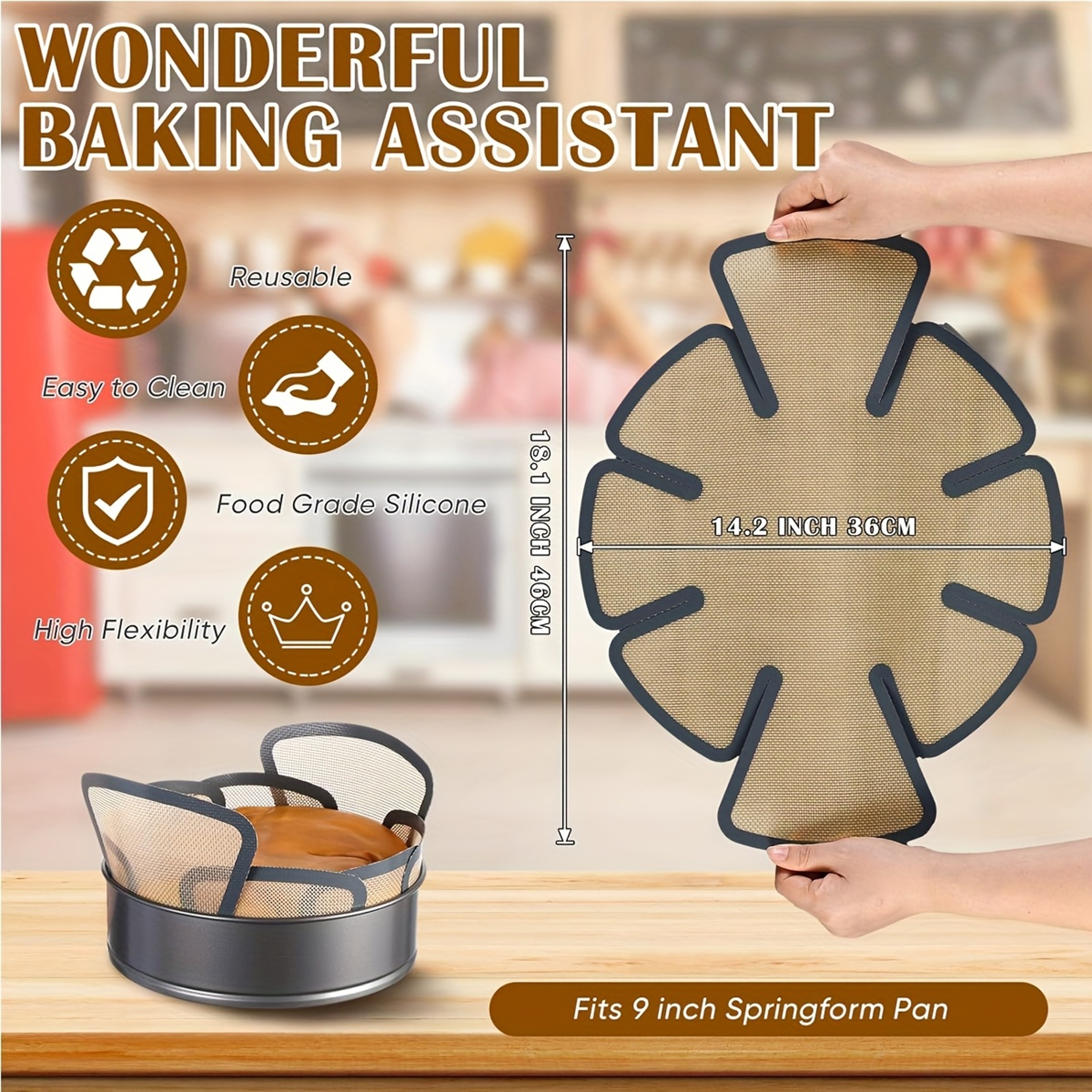 Reusable Silicone Bread Pan Liner Non Stick Baking Mat with Handle – view 3