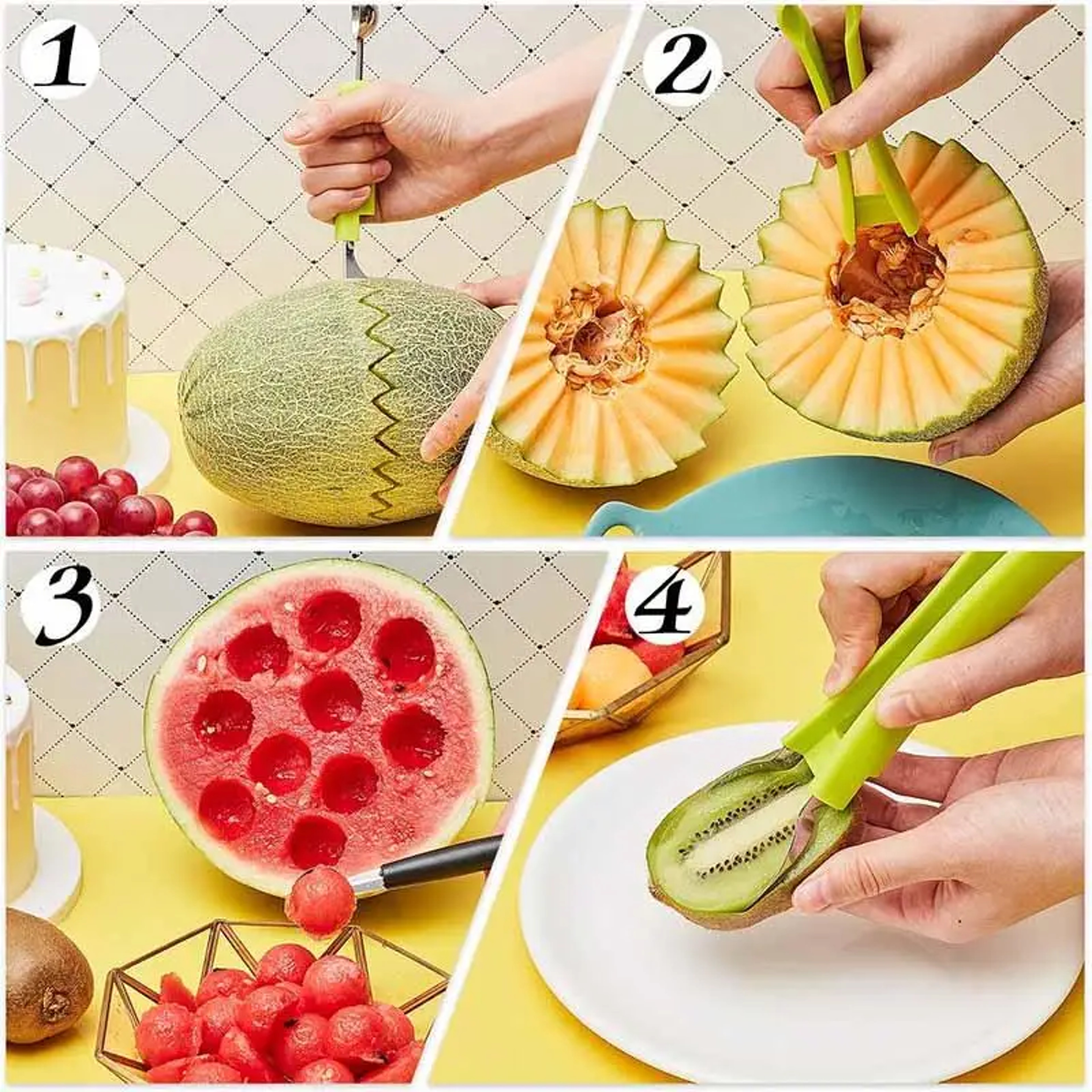 Watermelon Slicer Cutter Scoop Fruit Carving Tool For Easy Fruit Bowls And Platters 3