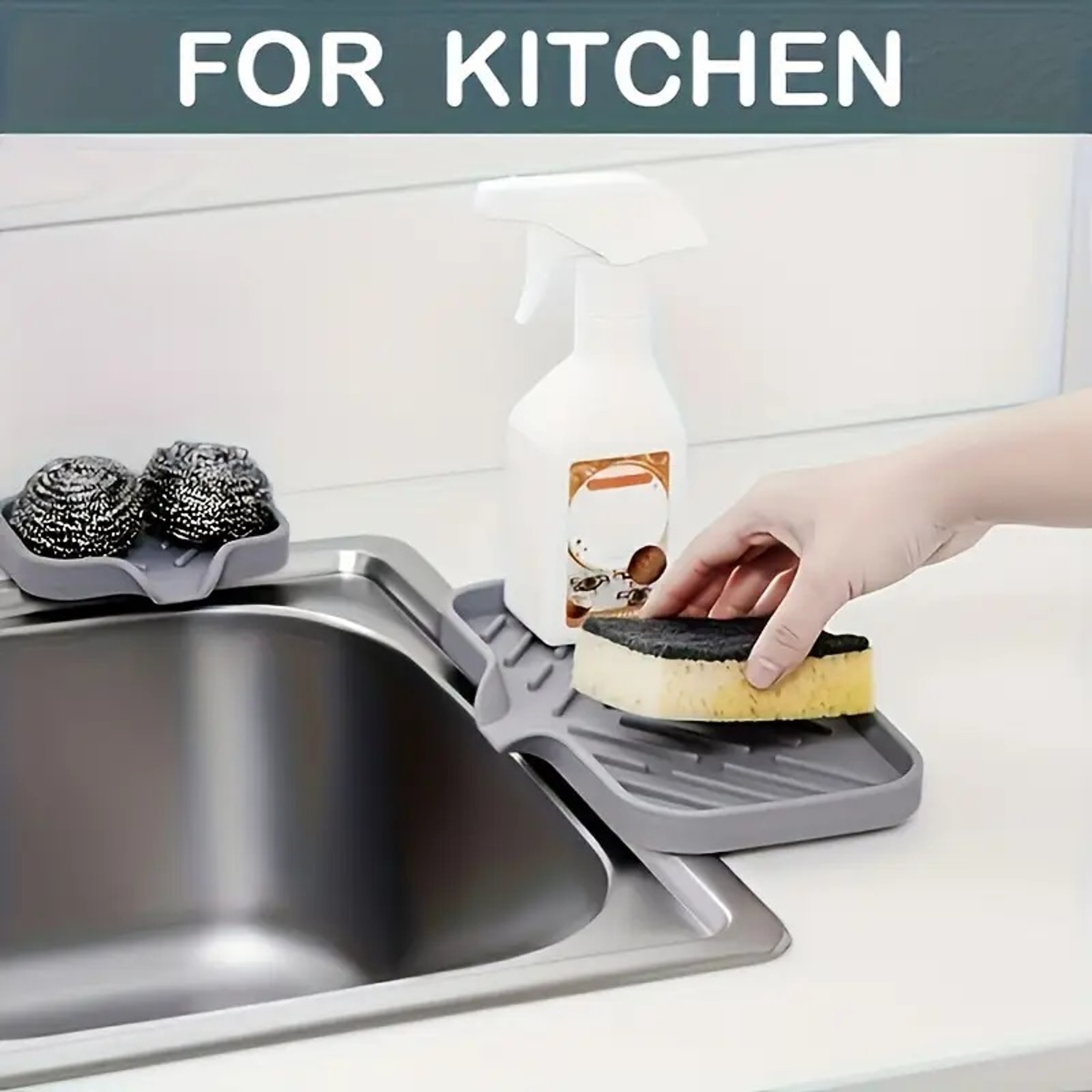 Silicone Sink Organizer Tray Kitchen Sponge Holder Soap Storage Caddy 1