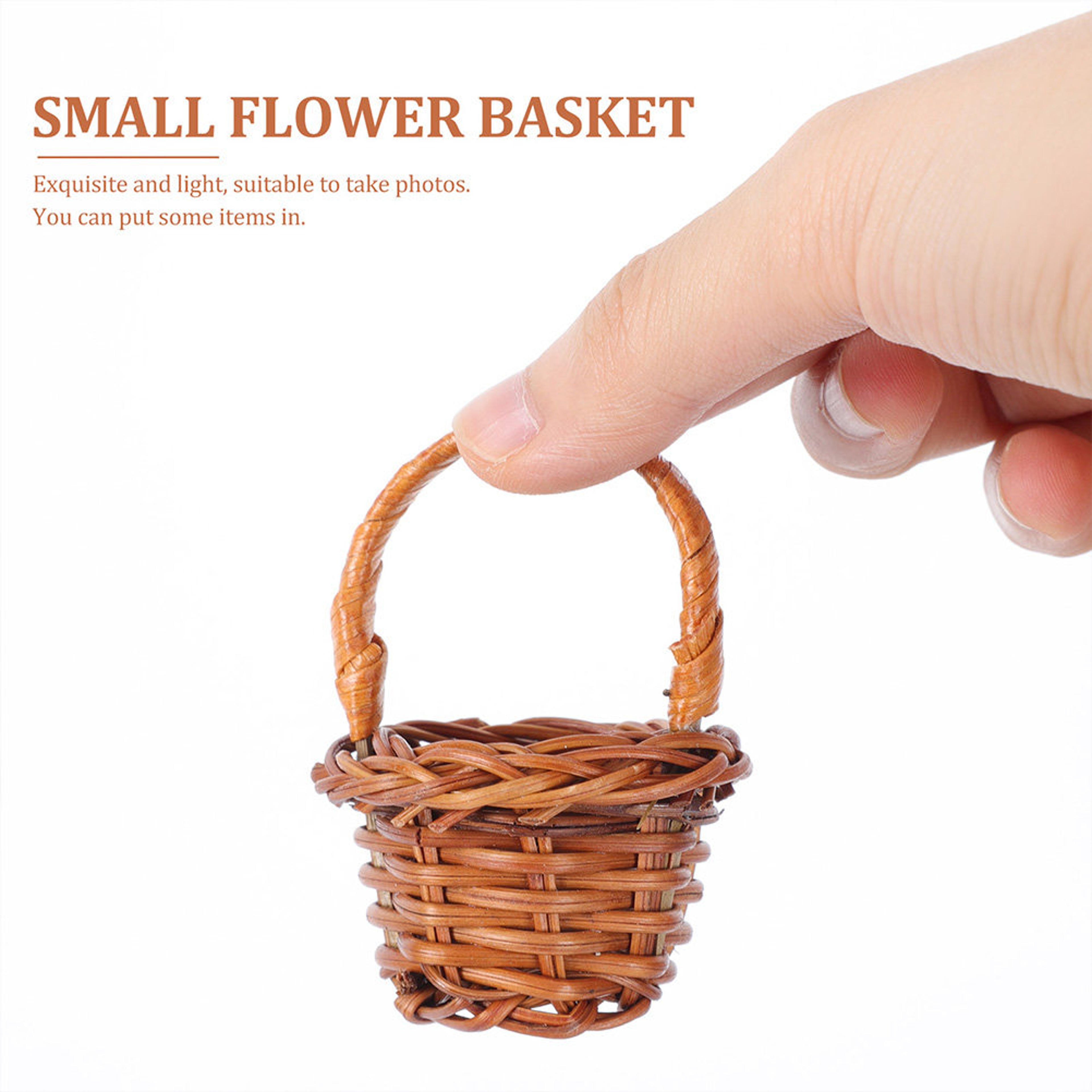 Mini Rattan Basket Rustic Home Decor Storage Baskets for Desktop and Floral Display – view 5