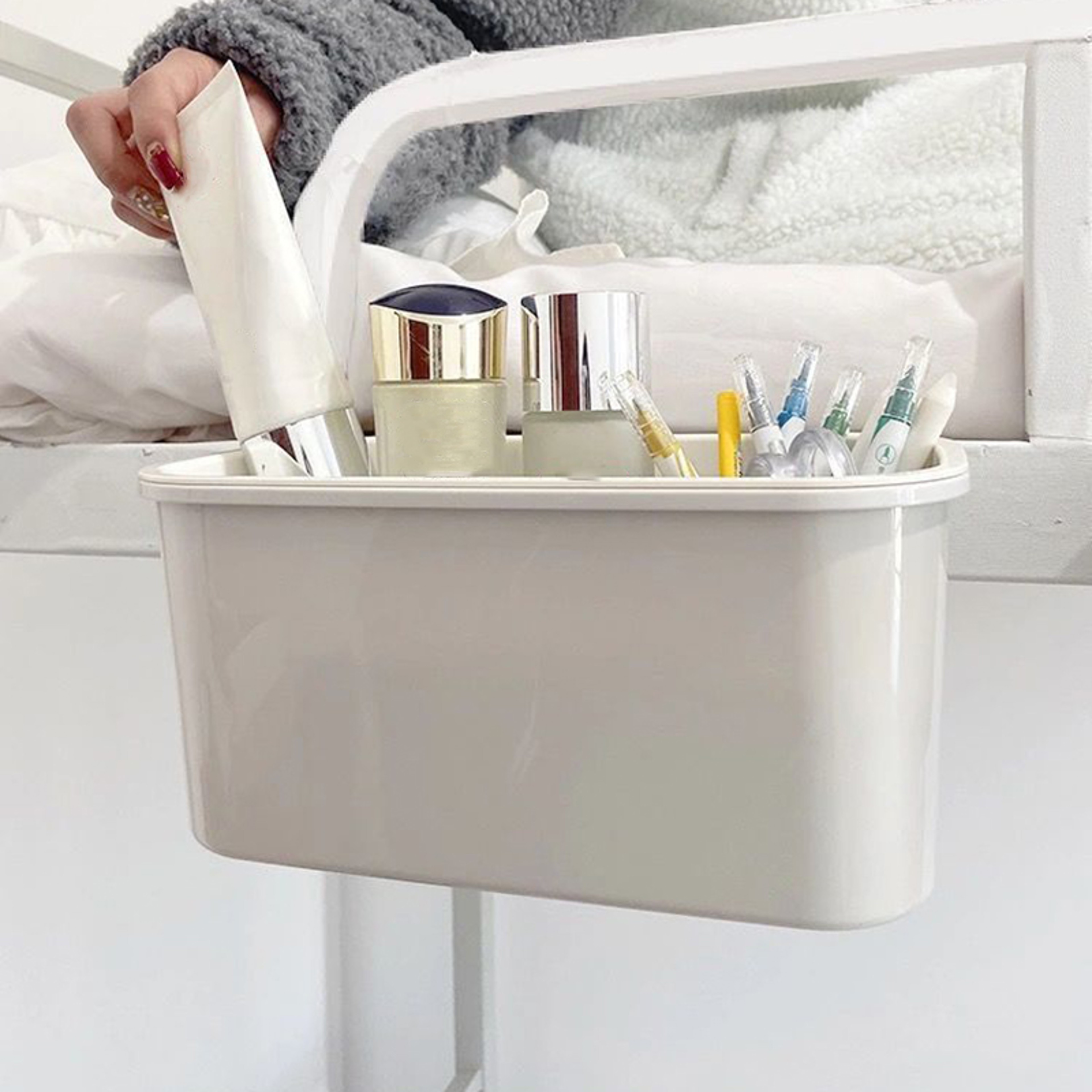 Hanging Bedside Storage Caddy With Removable Hook Dorm Room Organizer 1