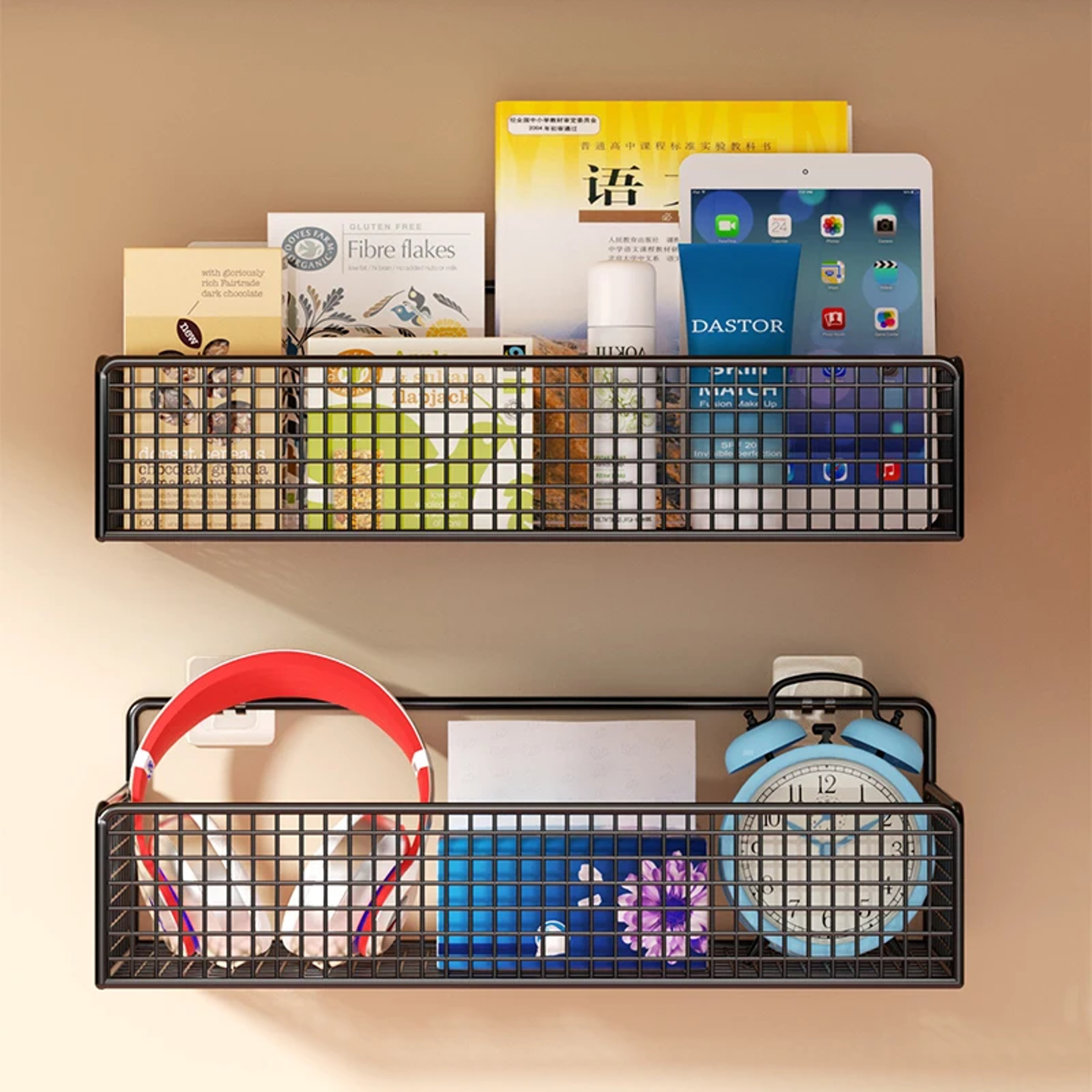 No Drill Wall Mounted Shelf Bedside Storage Rack for Dorm Room Organization – view 2