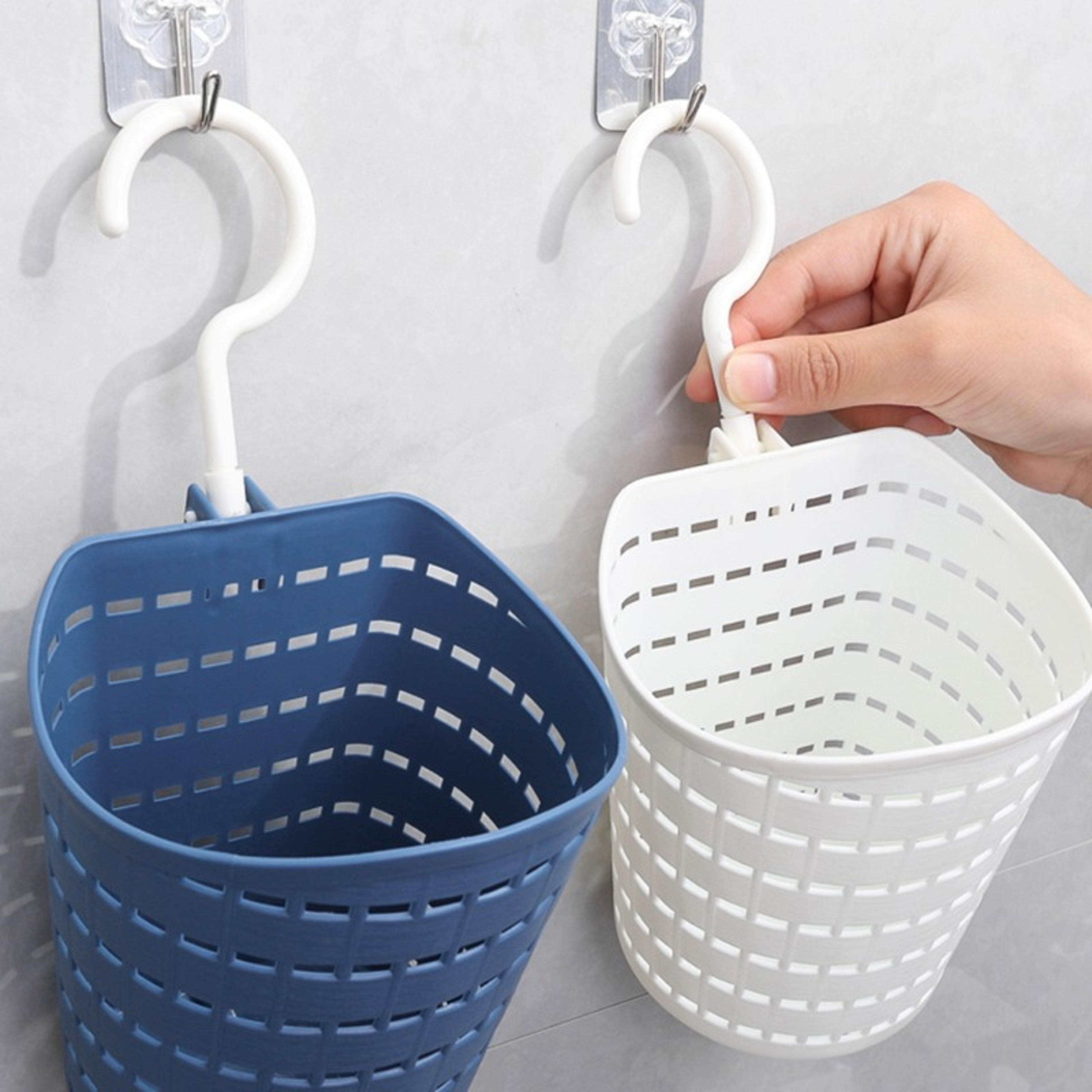 Hanging Storage Basket With Hook For Kitchen Bathroom Space Saving Organization 0