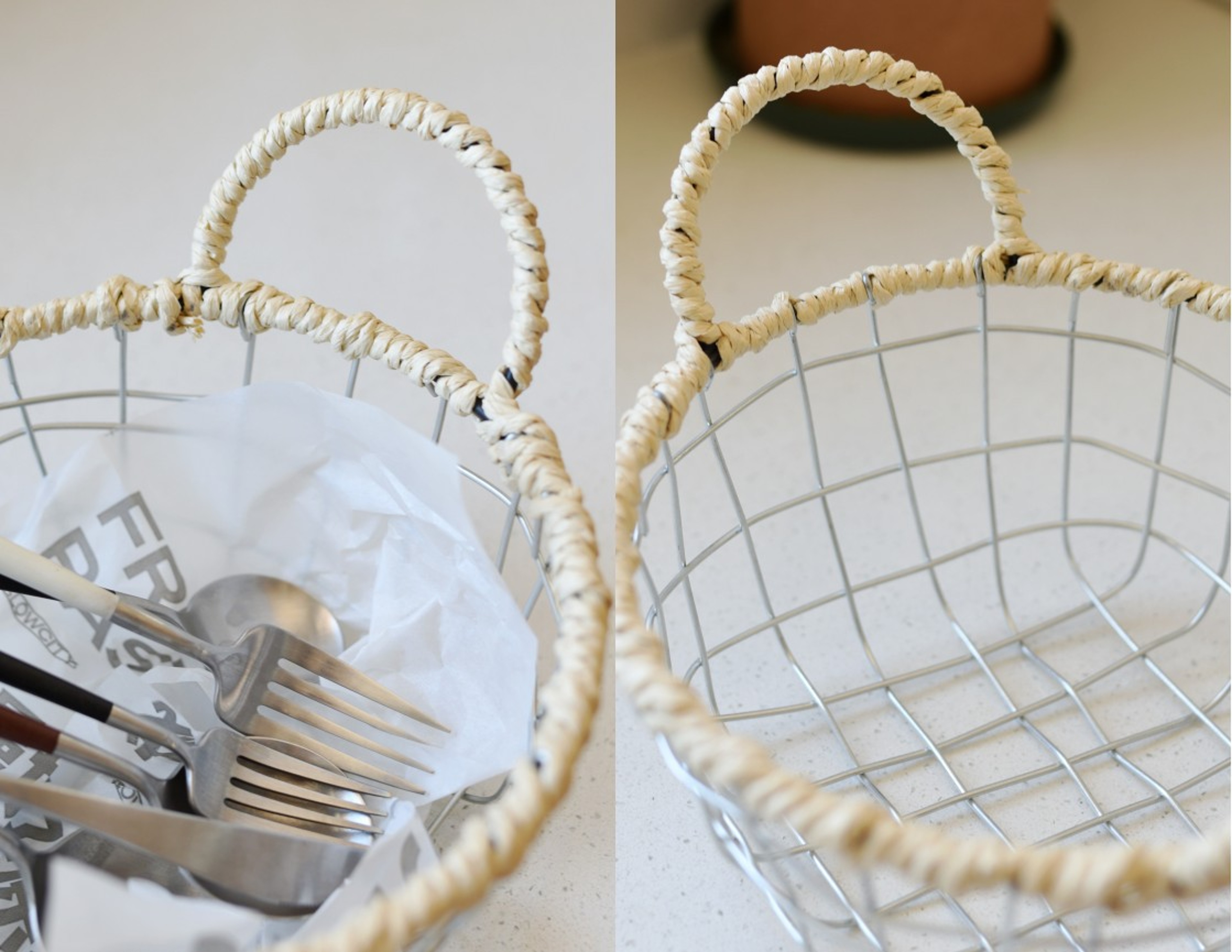 Iron Woven Storage Basket with Handles for Kitchen Bread Snacks and Coffee Table Organization – view 3