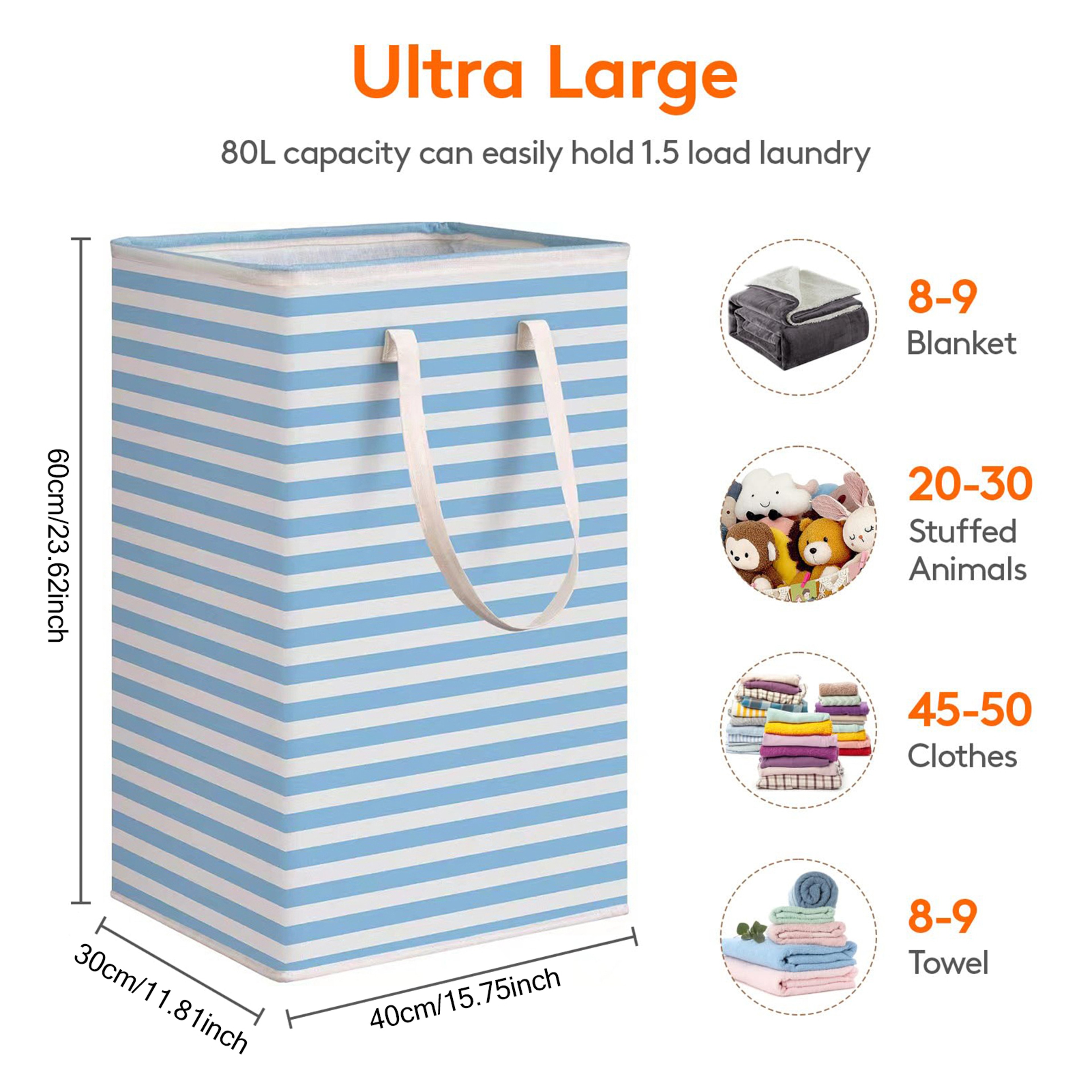 Large Collapsible Laundry Basket with Handles for Clothes Storage and Home Organization – view 8