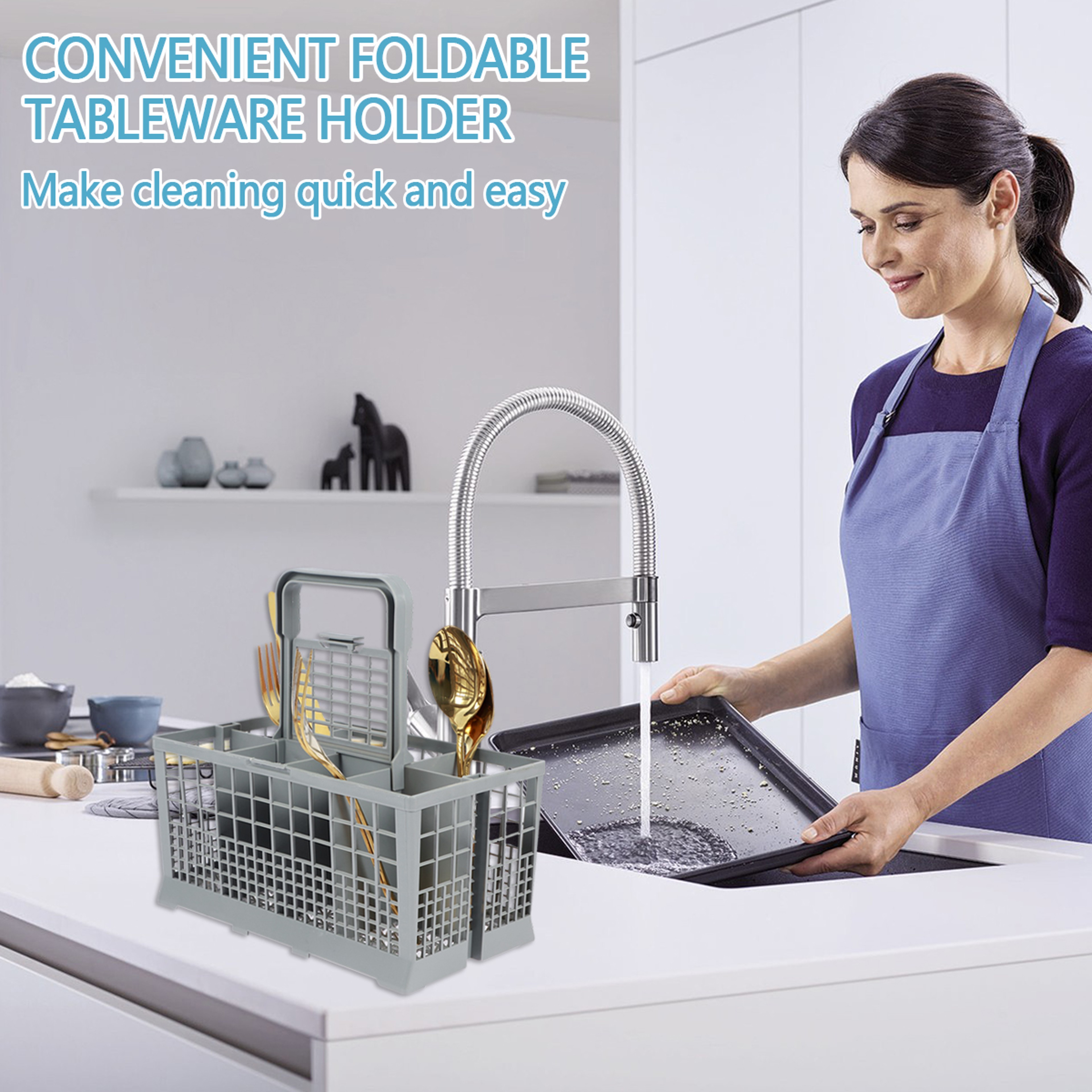 Universal Foldable Dishwasher Basket Cutlery Holder for Kitchen Organization – view 6