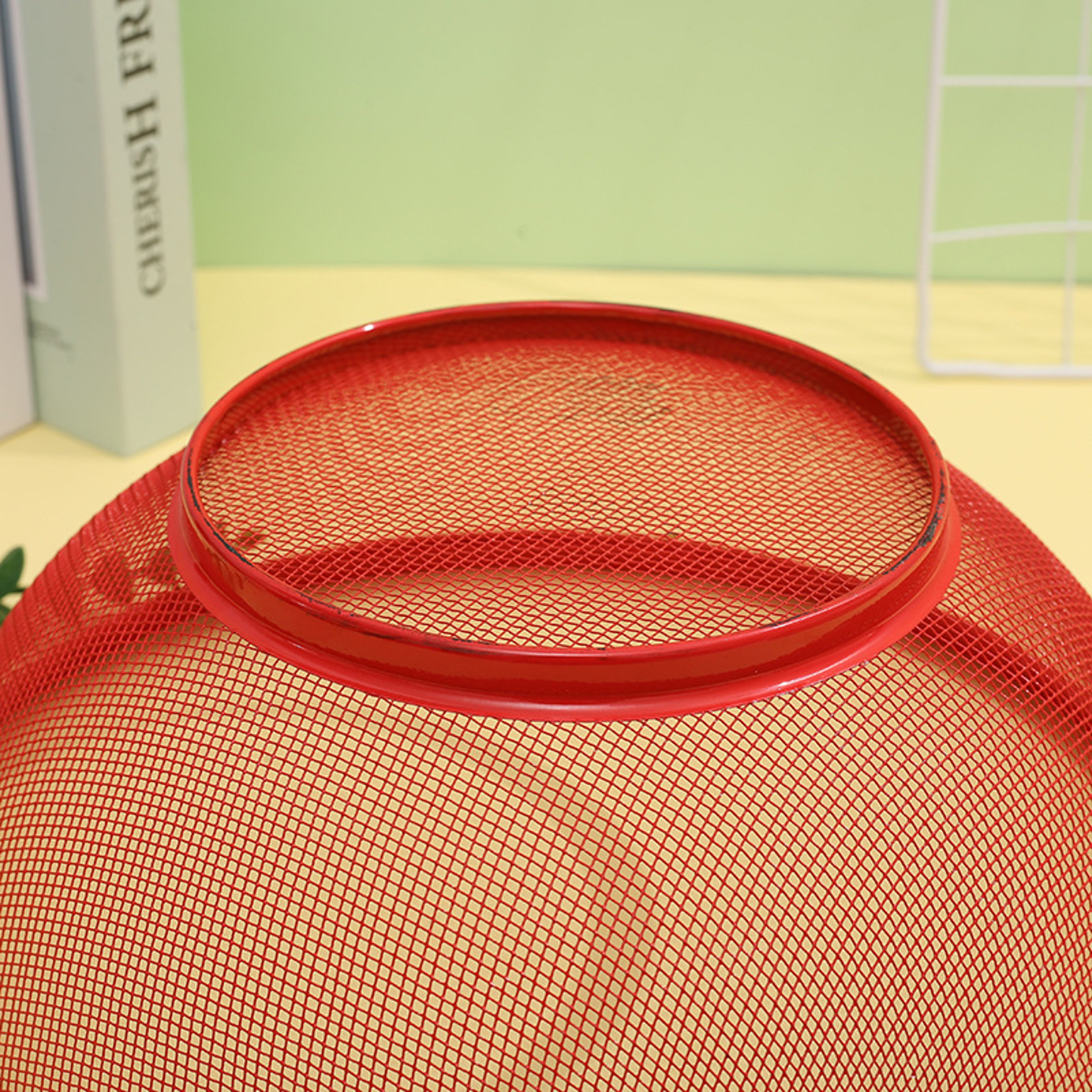 Mesh Fruit Basket With Lid Insect Proof Metal Kitchen Countertop Organizer 3