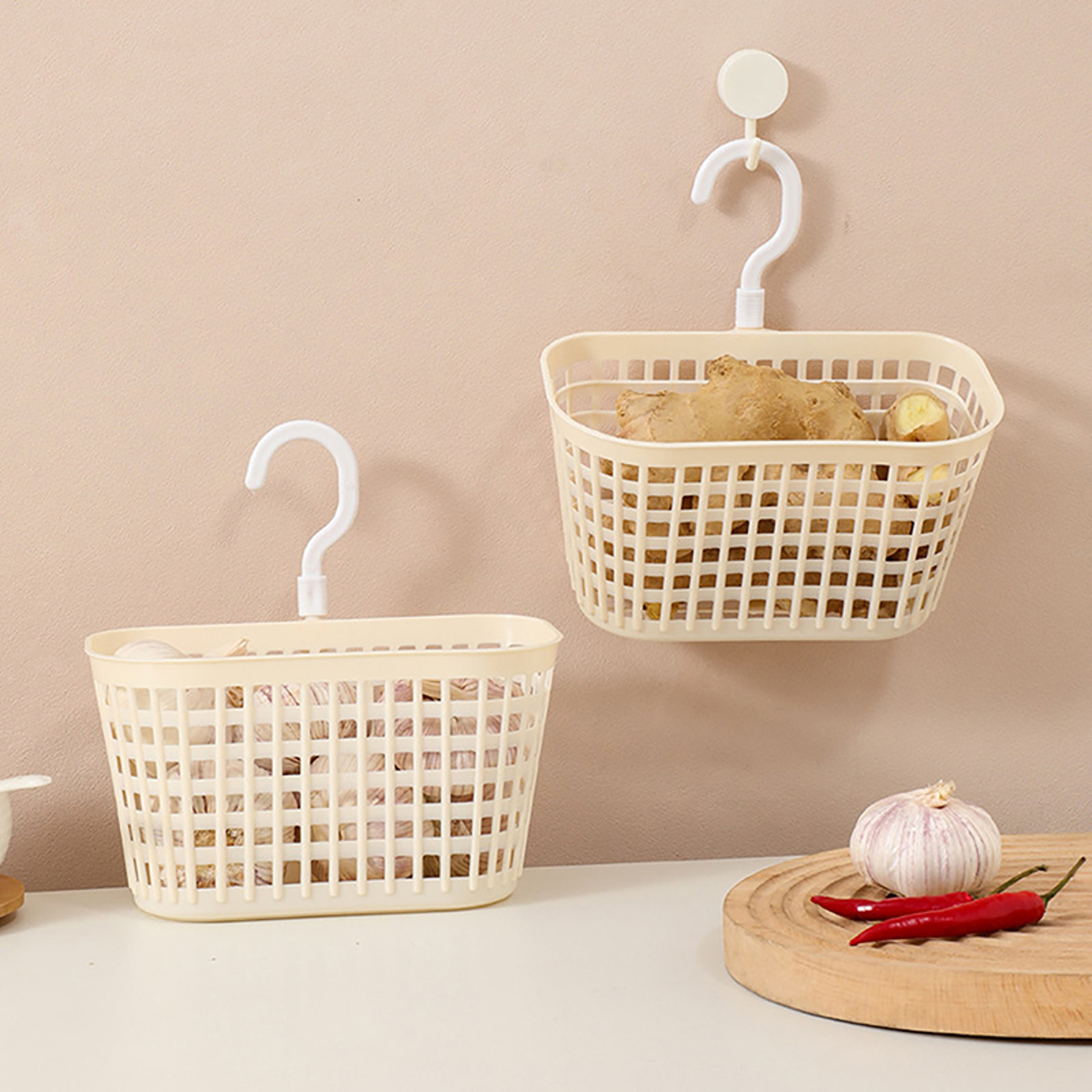 Wall Mounted Kitchen Storage Basket for Garlic Onion Ginger Organization – view 1