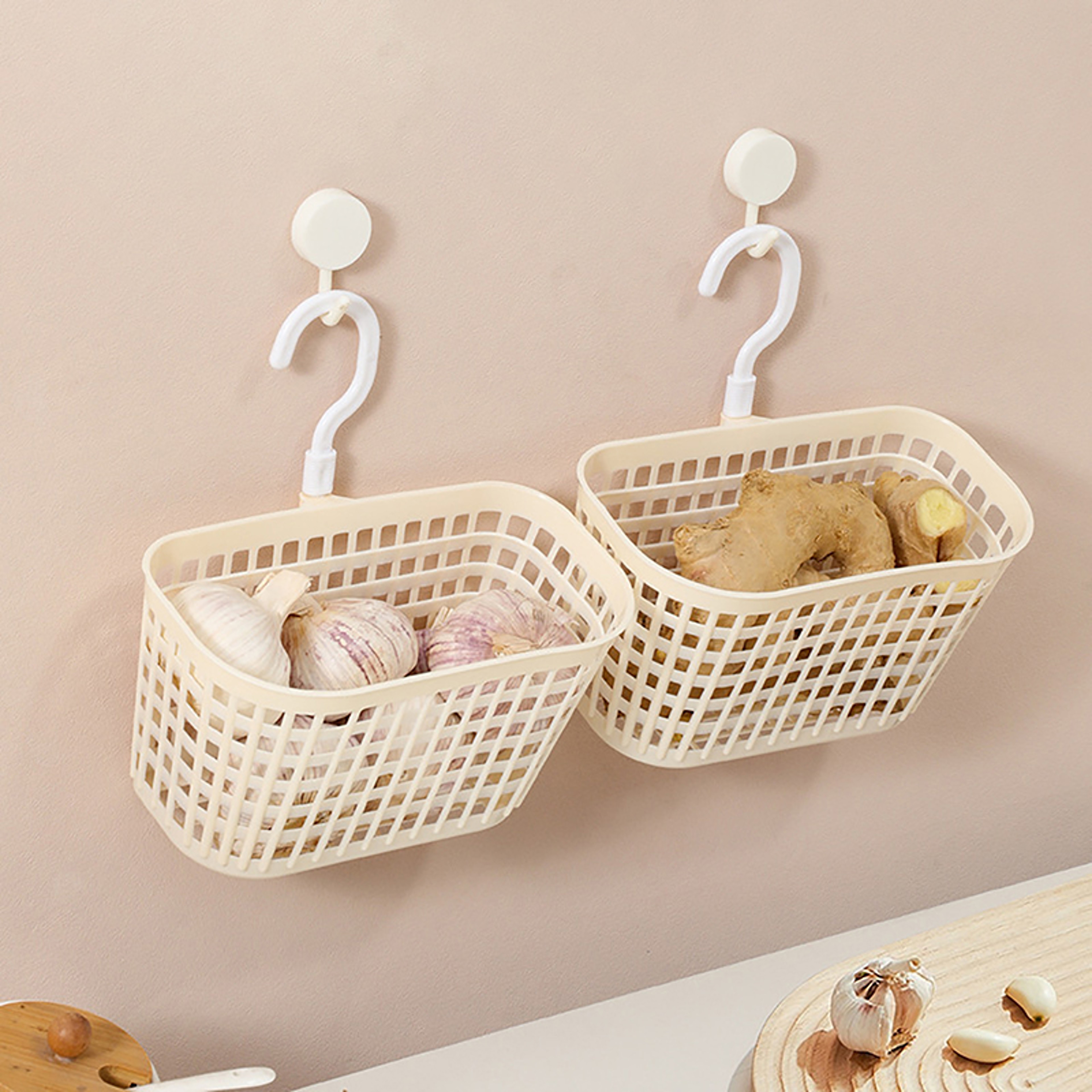 Wall Mounted Kitchen Storage Basket for Garlic Onion Ginger Organization – view 4