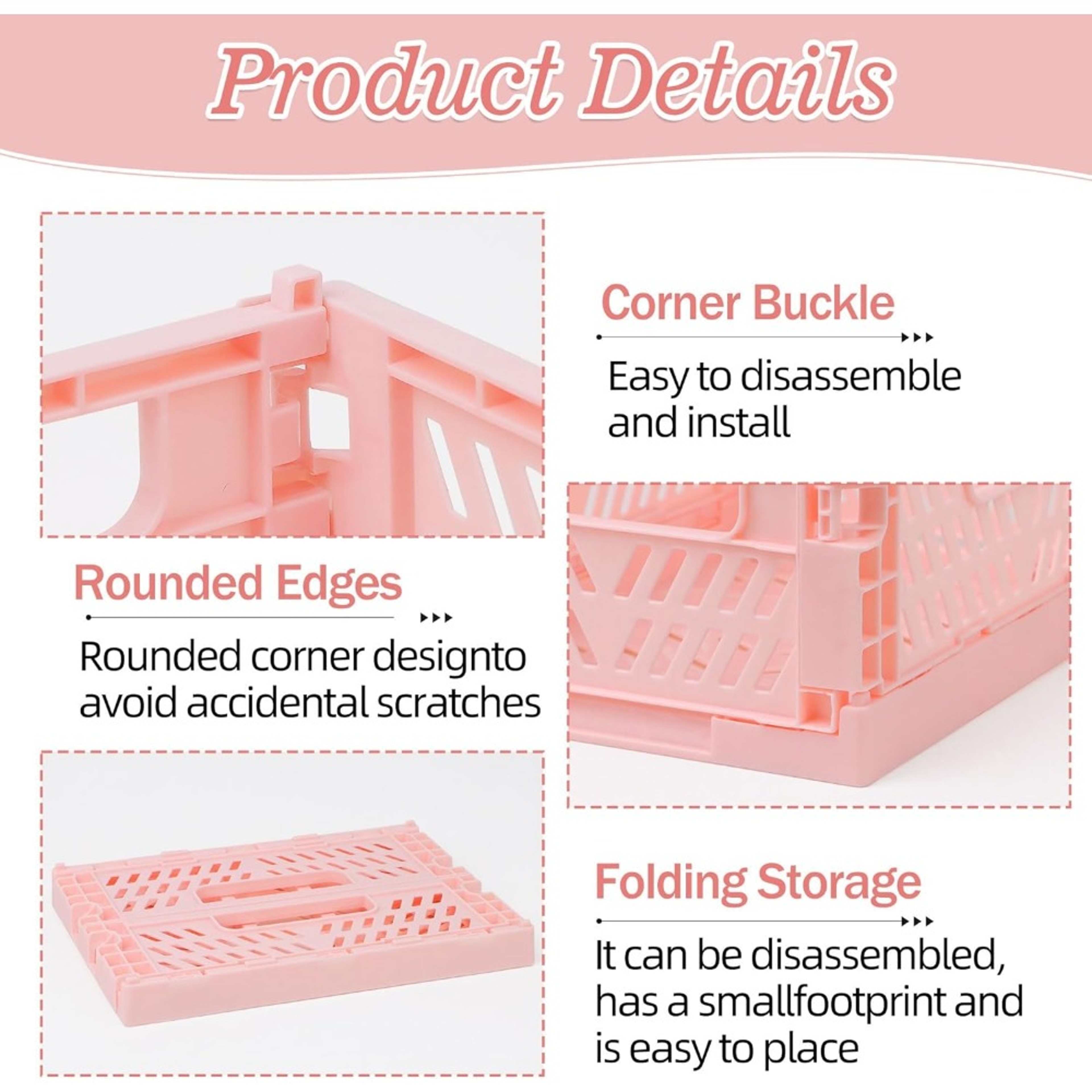 Foldable Storage Crate Stackable Collapsible Storage Basket for Home Organization – view 4