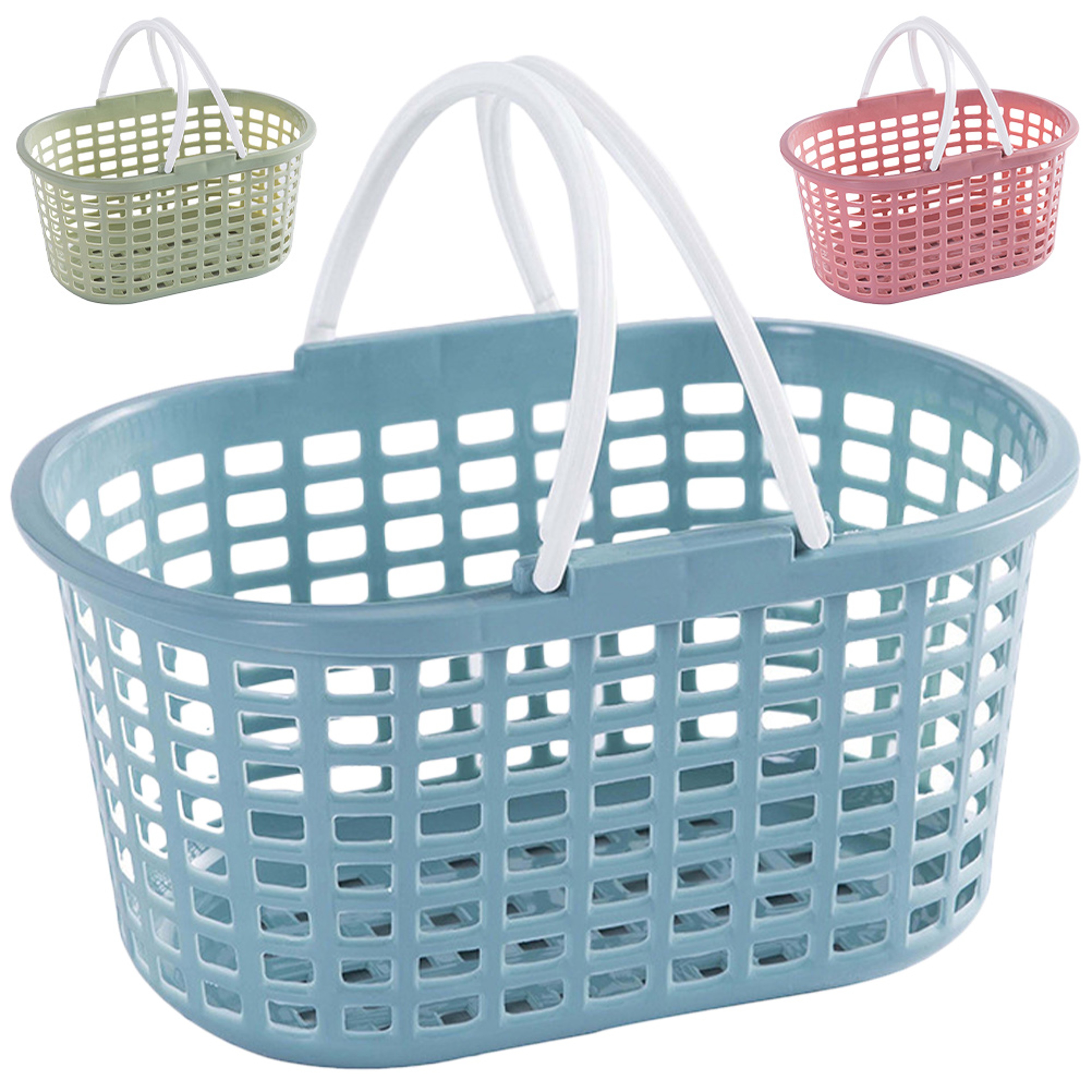Plastic Storage Baskets with Handles for Kitchen Bathroom and Produce Organization – view 1