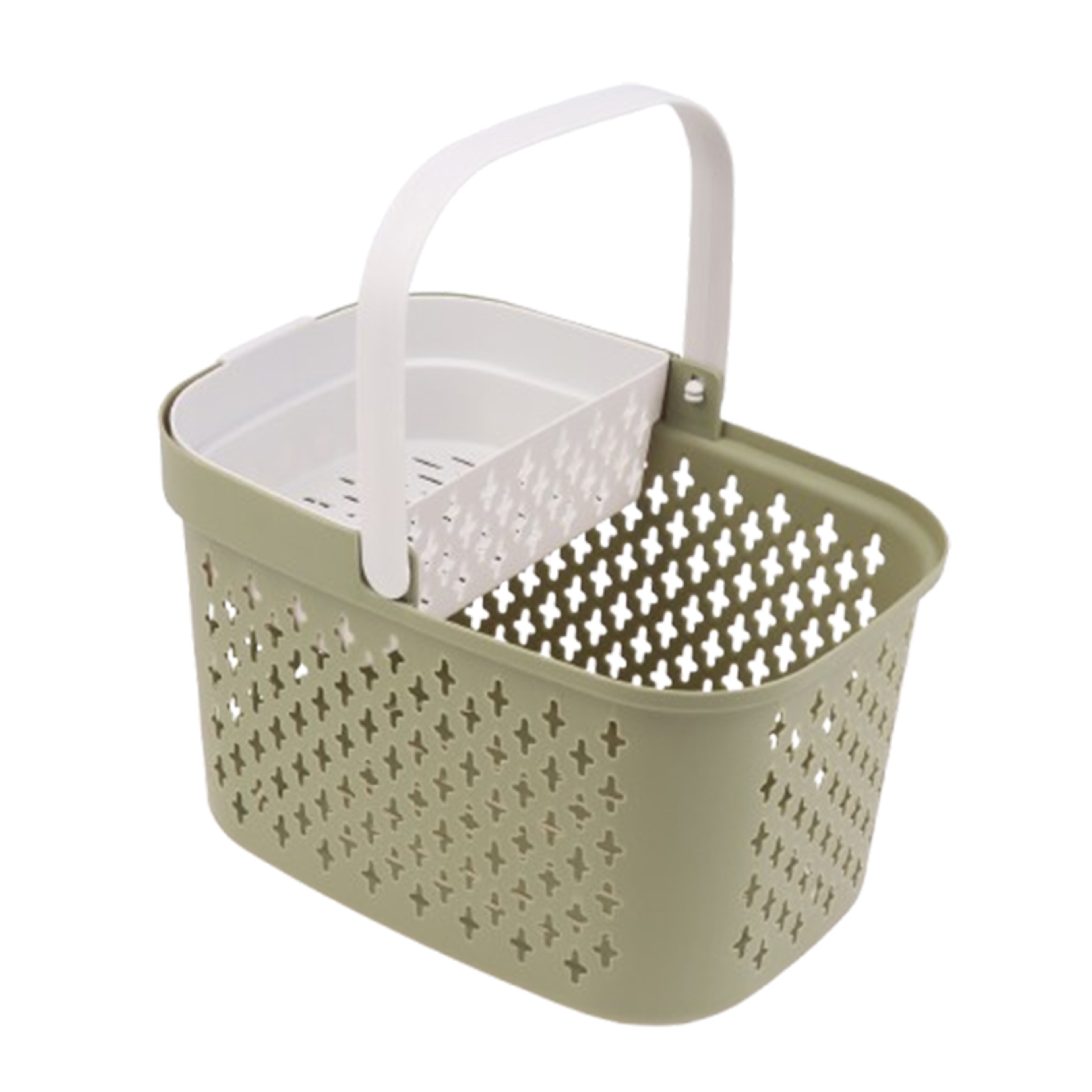 Stackable Bathroom Organizer Basket With Handles And Drainage Green 5