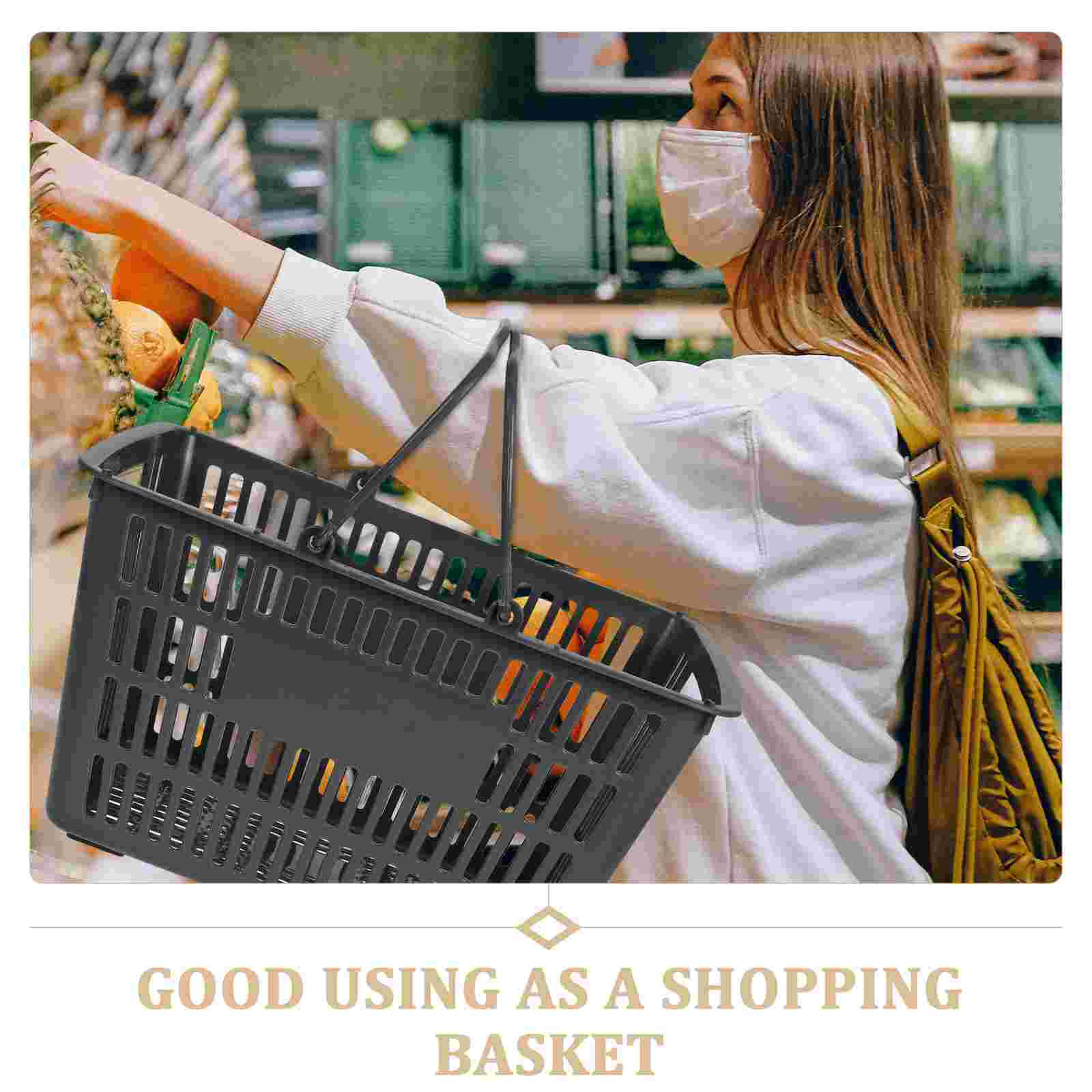 Portable Plastic Storage Basket With Handle Heavy Duty Shopping And Home Organizer 2