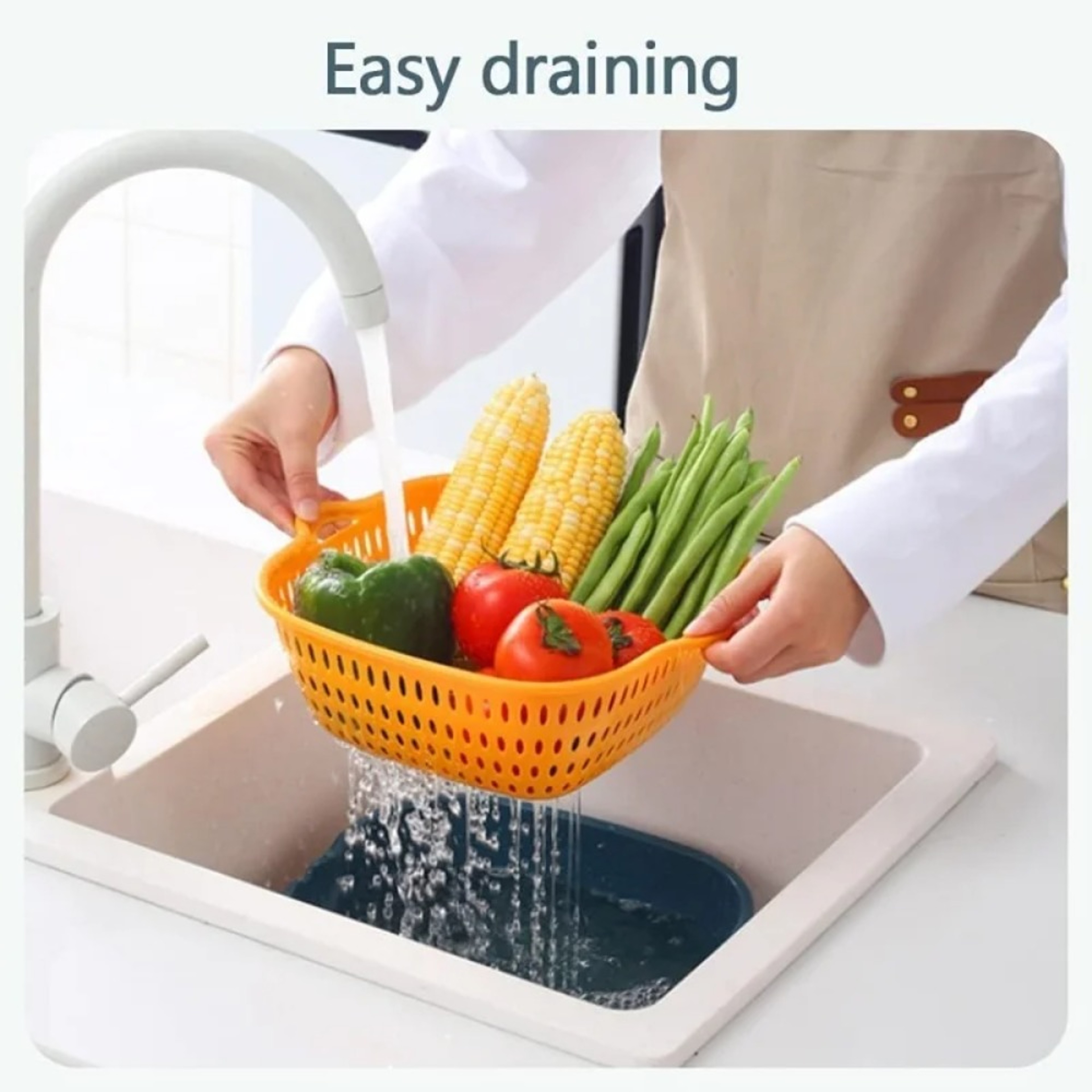 Double Layer Kitchen Drain Basket Fruit Washing Bowl And Vegetable Strainer Set 2