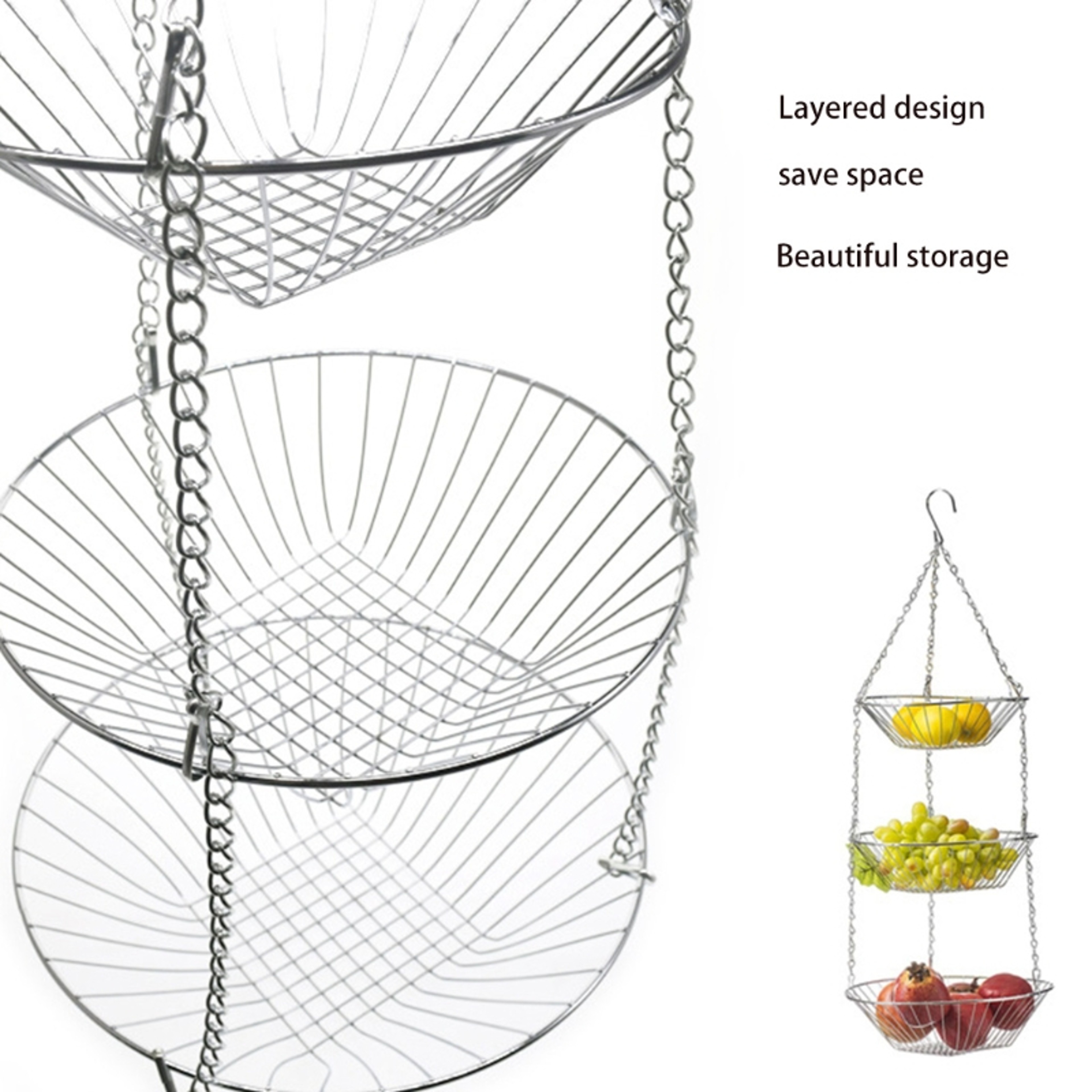 Hanging Fruit Basket Kitchen Storage Organizer for Fruits and Vegetables – view 5
