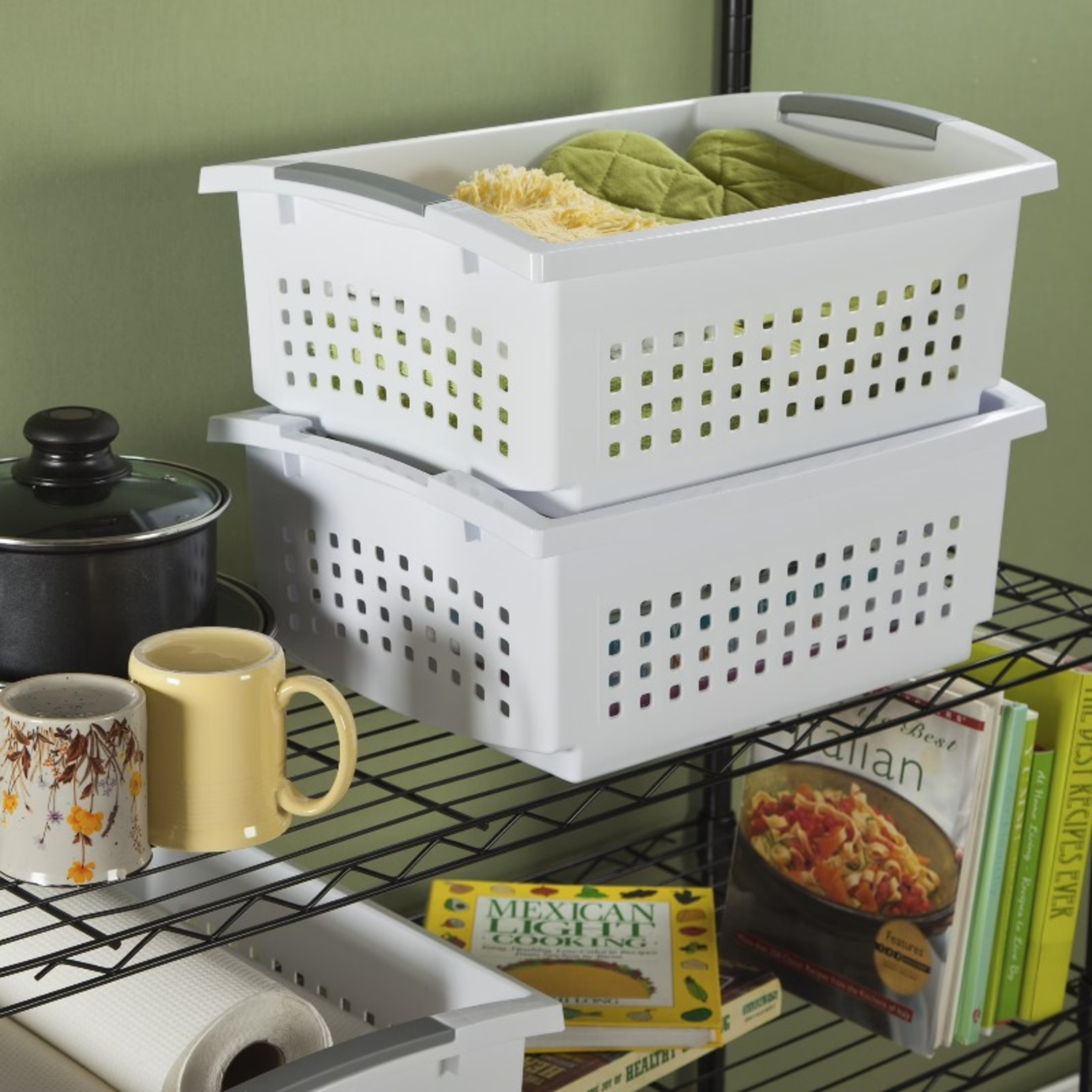 Stackable Storage Basket Plastic Storage Bin Space Saving Organizer 3