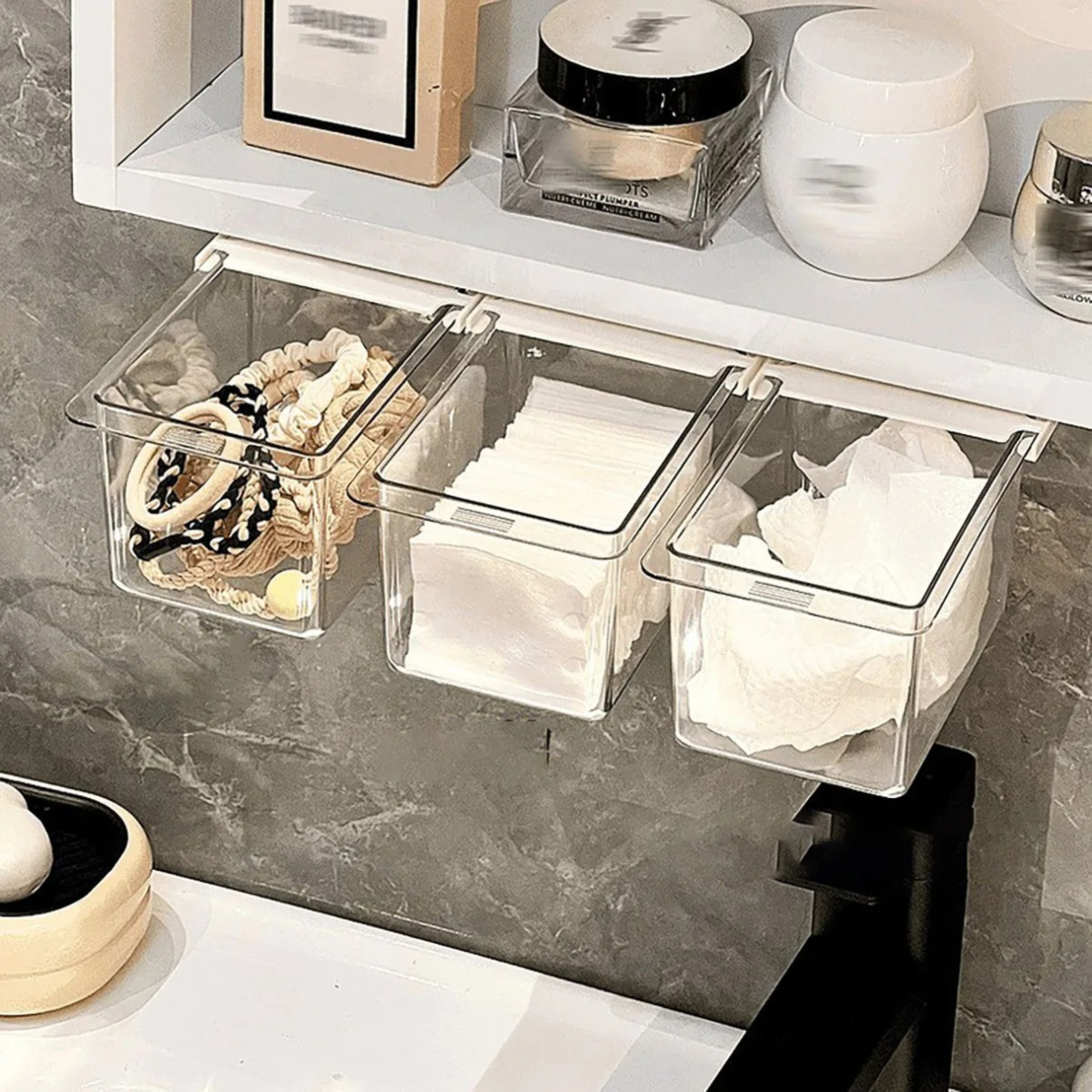 Transparent Pull Out Bathroom Organizer Drawer Makeup Storage Cabinet Rack 1