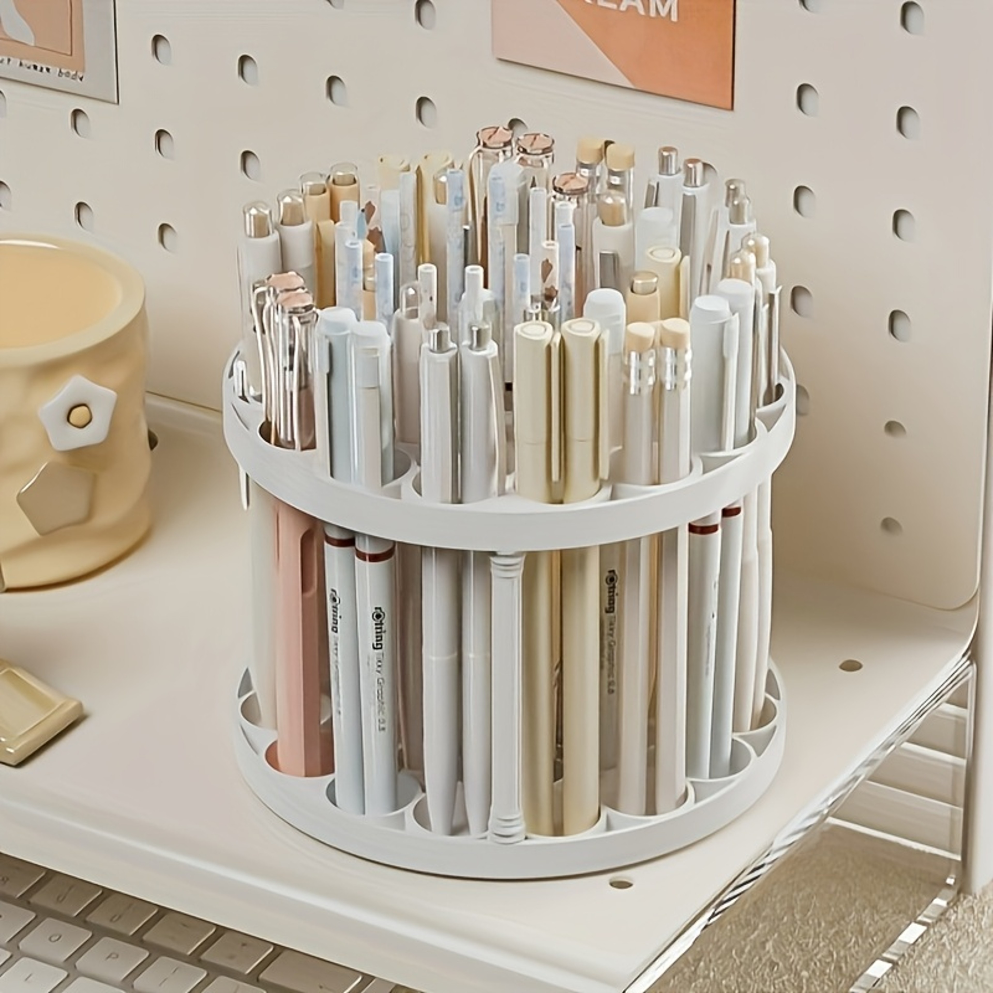 Rotating Brush Holder White Makeup Brush Organizer 3