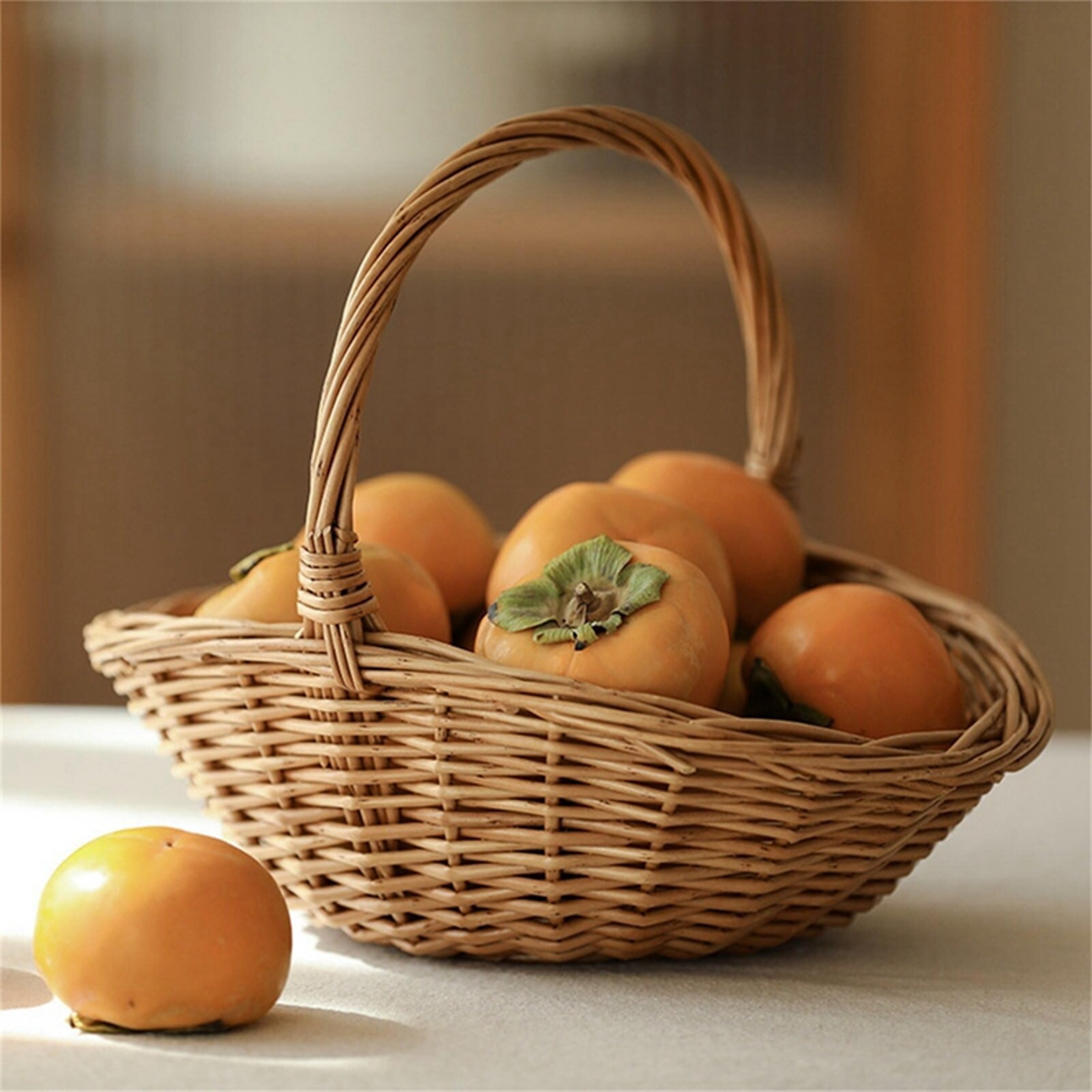 Wicker Storage Basket With Handle Handmade Gift Basket for Home Kitchen and Picnics – view 2