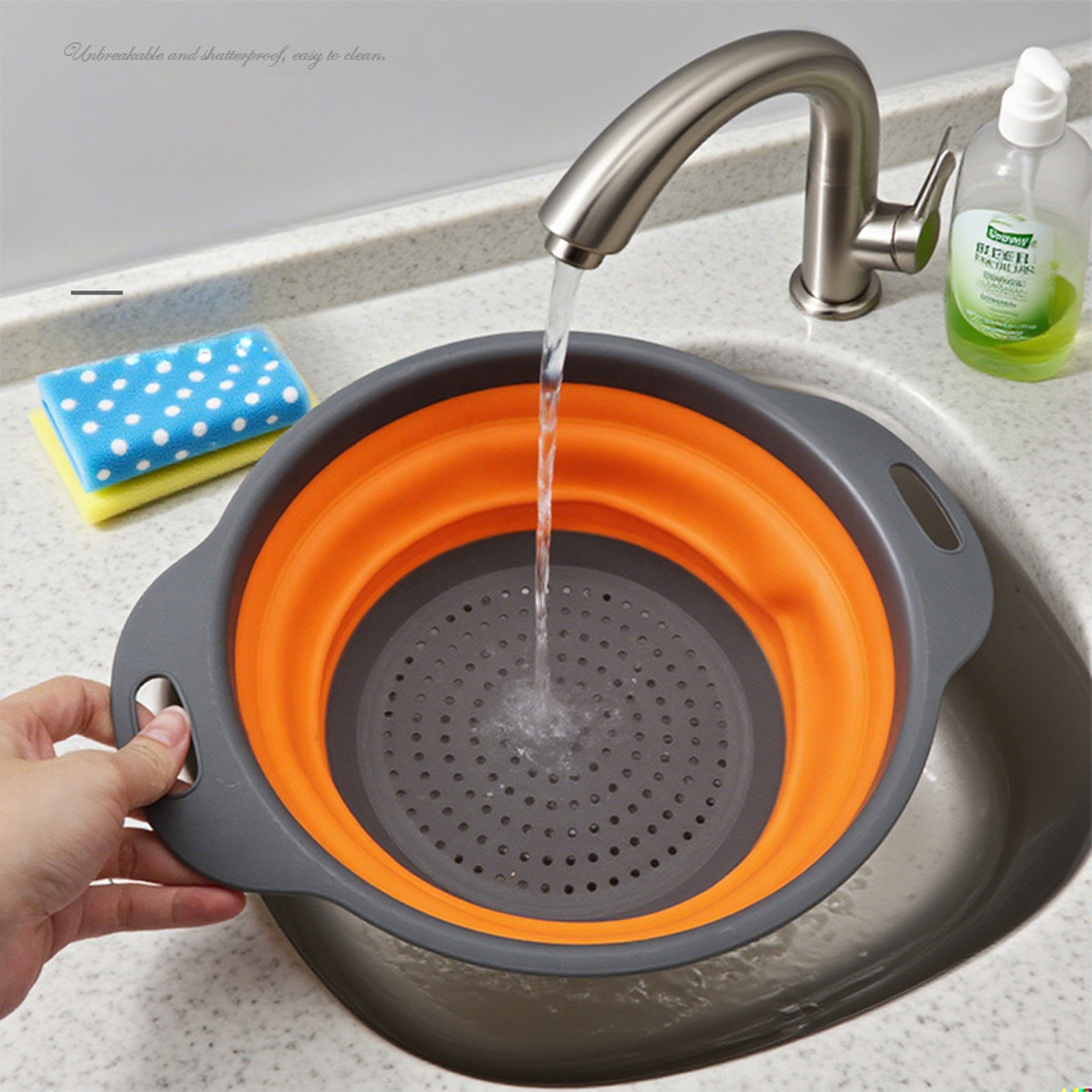 Foldable Drain Basket Vegetable Washing Basket Rice Colander for Kitchen Sink – view 3