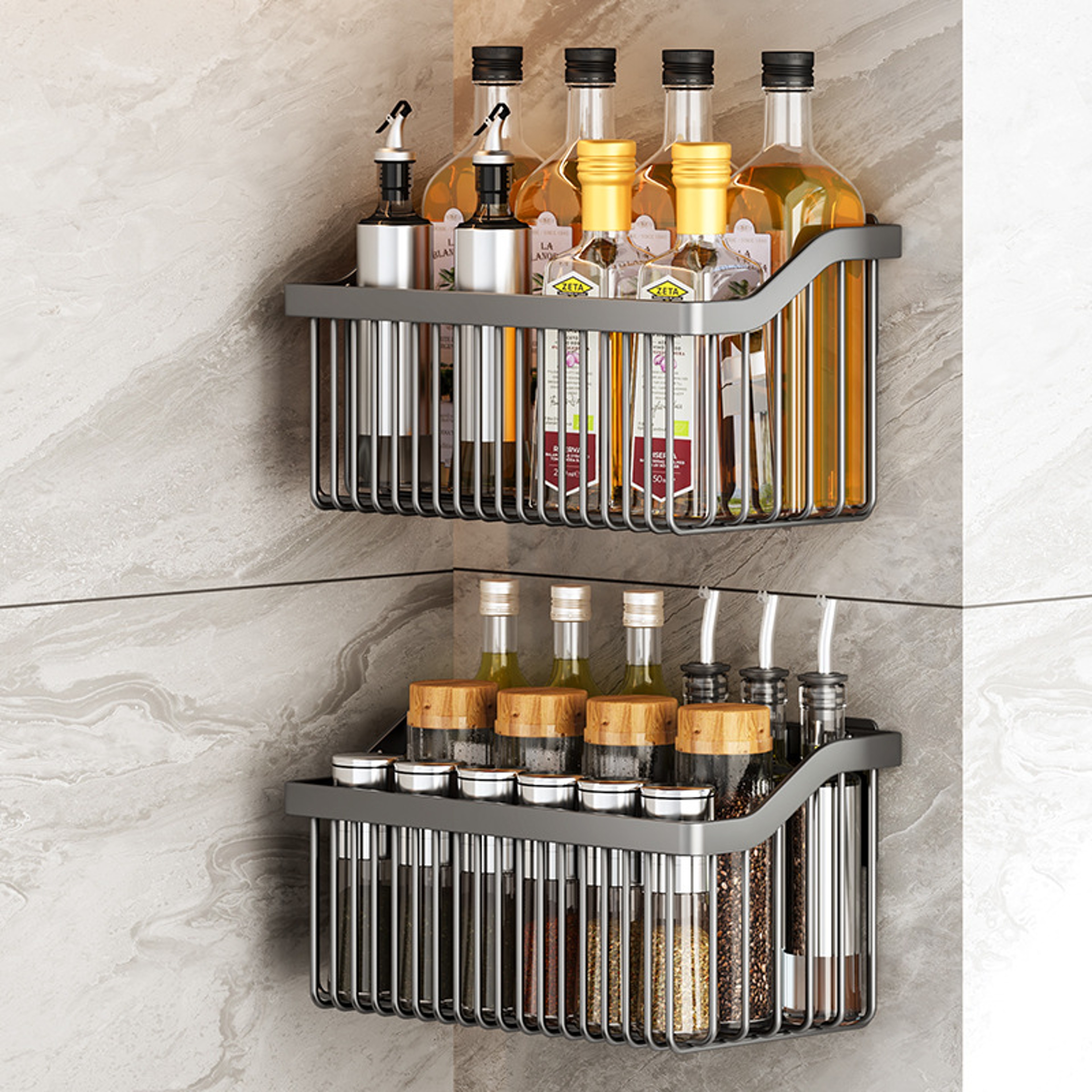 Wall Hanging Basket Kitchen Storage Organizer for Fruit Vegetables and Home Decor – view 3