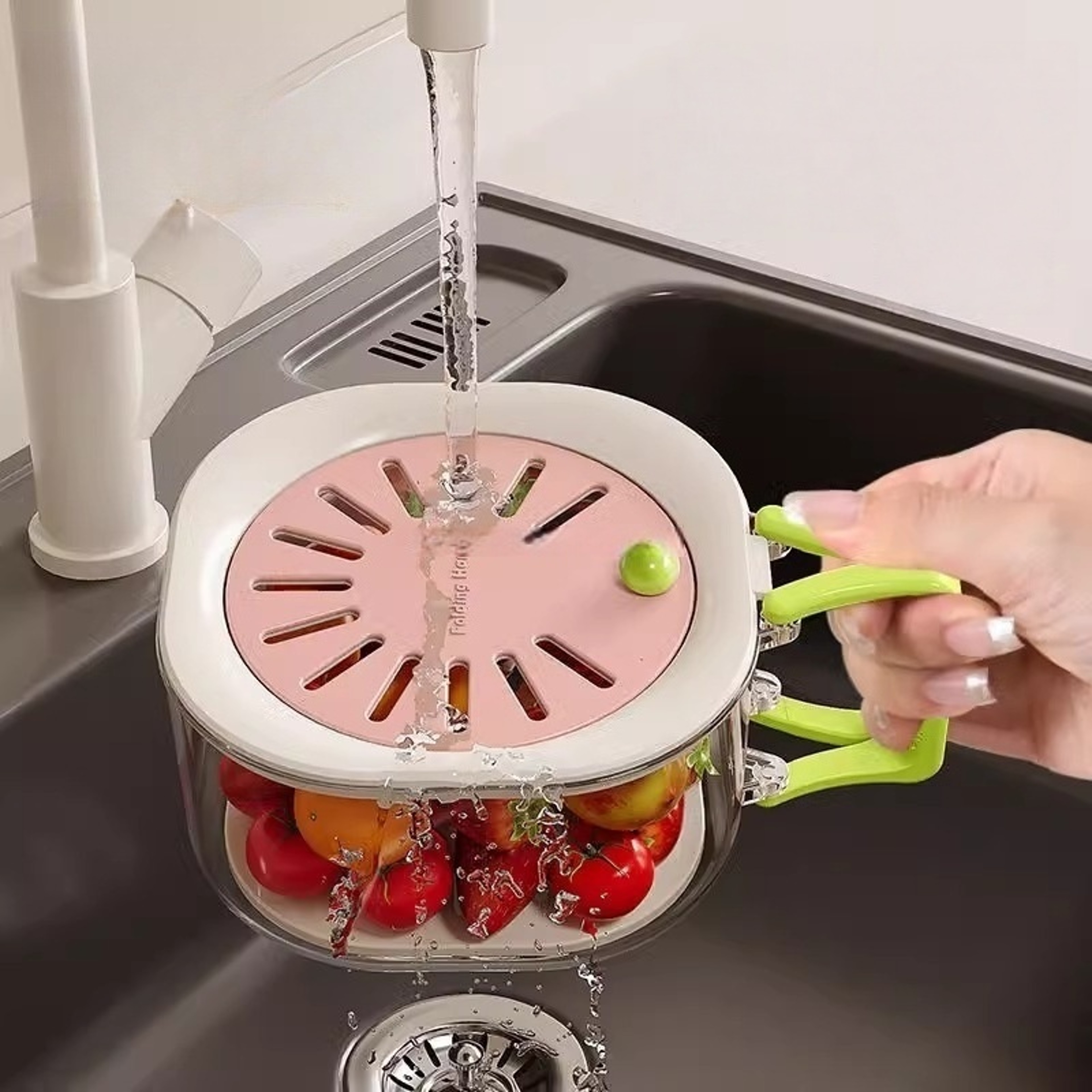 Collapsible Fruit Basket with Lid Vegetable Washing and Refrigerator Storage Organizer – view 7