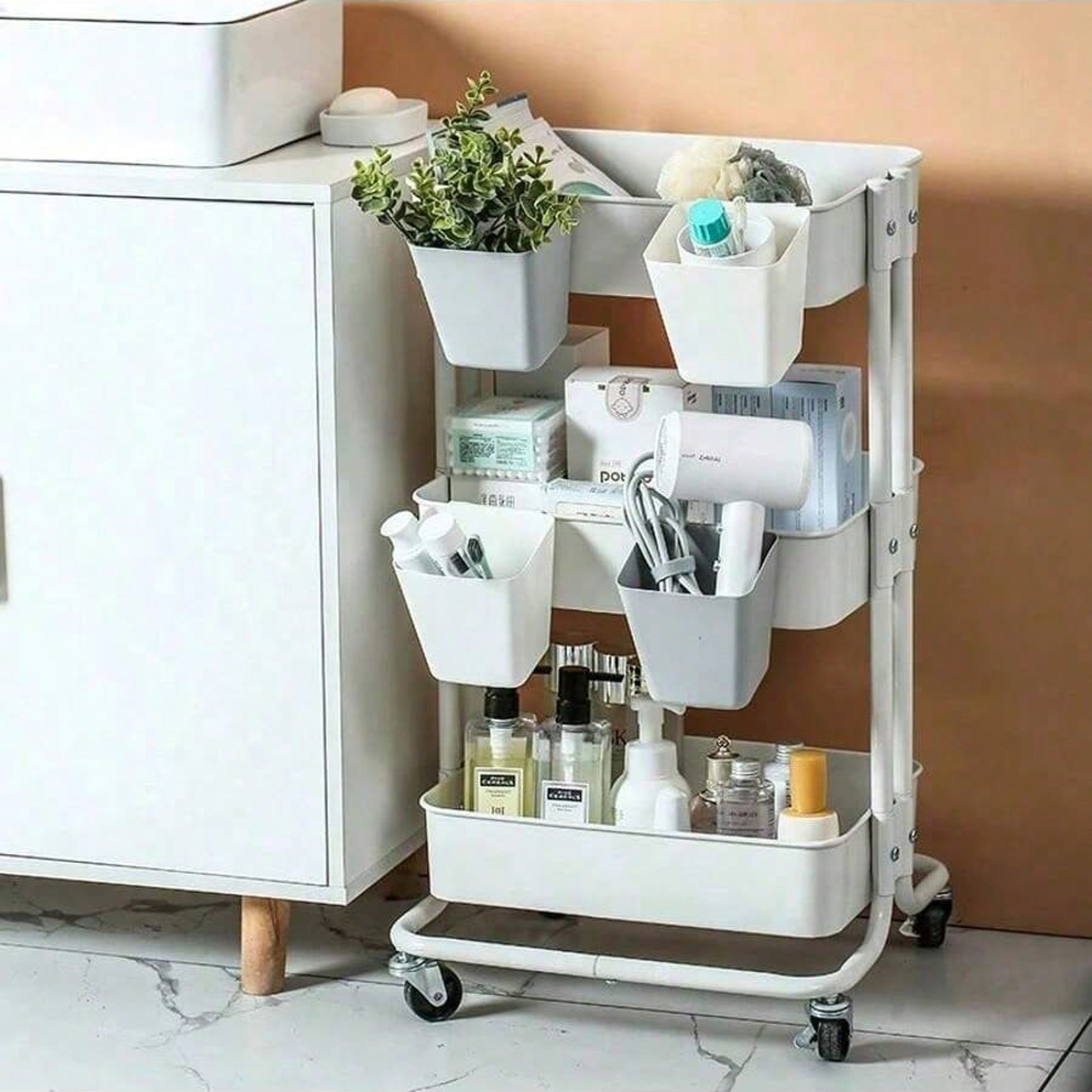 Multi Purpose Hanging Storage Basket For Bedside Desk Bathroom And Dorm Organization 1