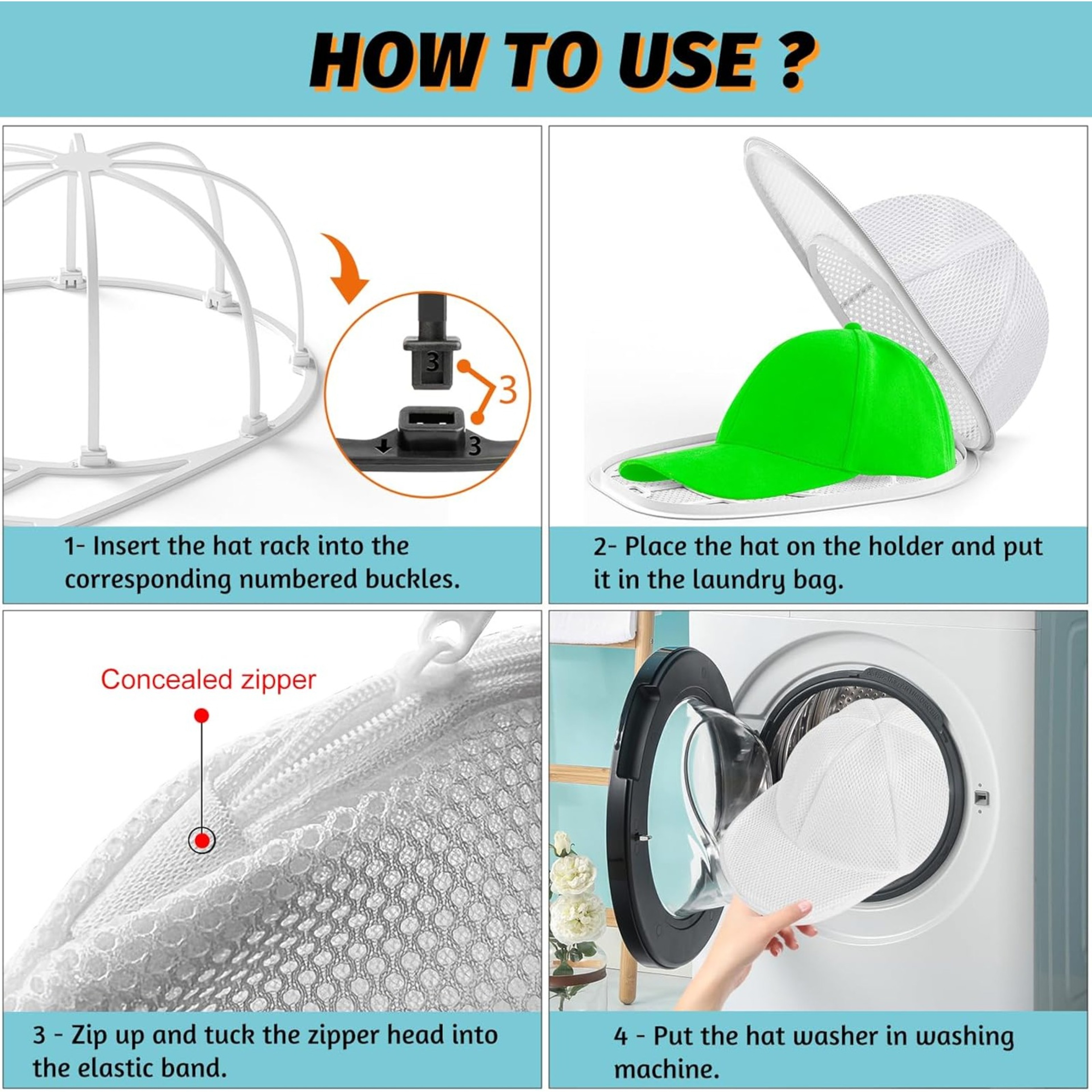 Baseball Cap Washer Hat Cleaning Cage Protector for Washing Machine – view 3