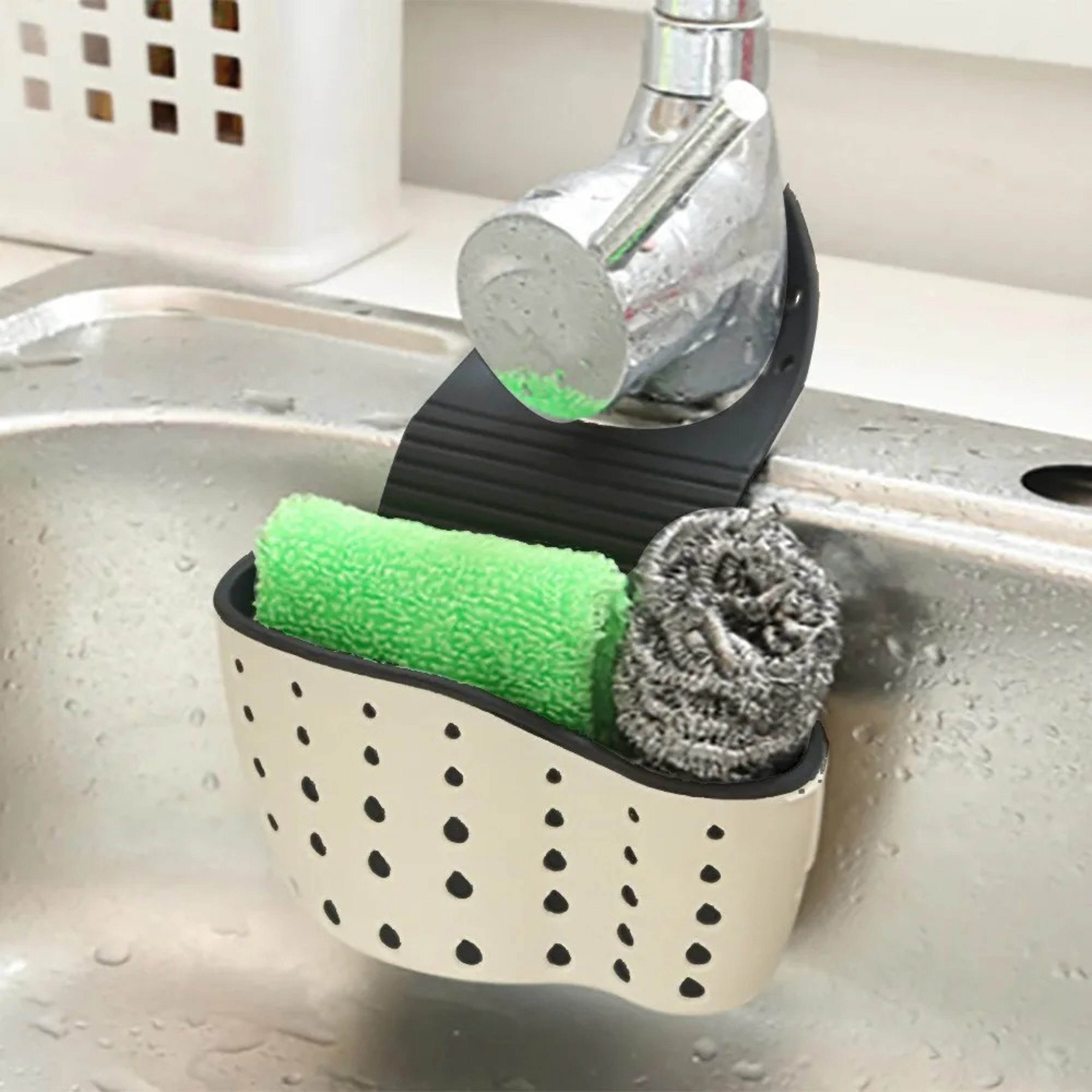 Adjustable Kitchen Sink Organizer Hanging Drain Basket Sponge Holder Faucet Rack 5
