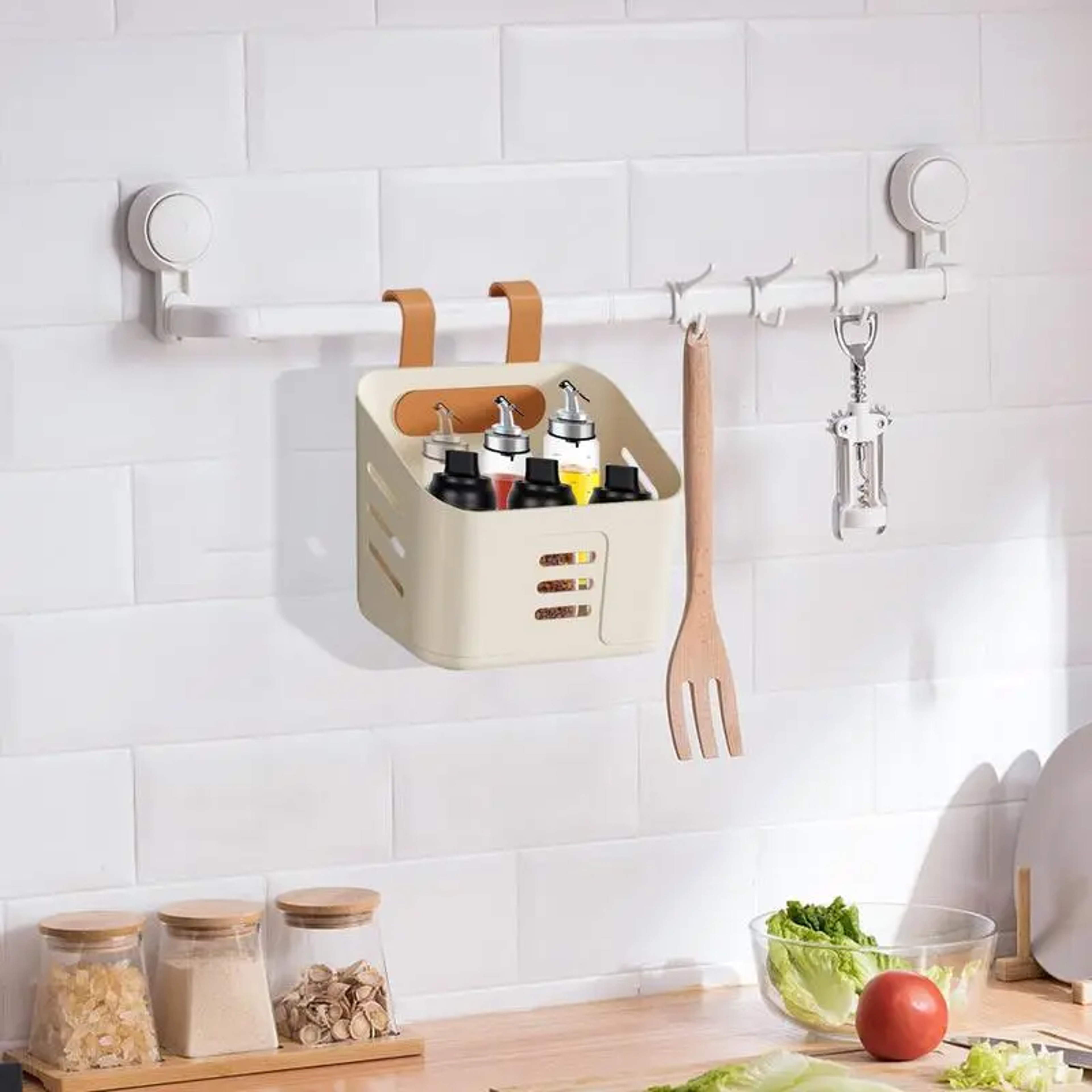 Wall Hanging Shower Caddy Bathroom Organizer Plastic Drain Basket Storage Holder – view 5