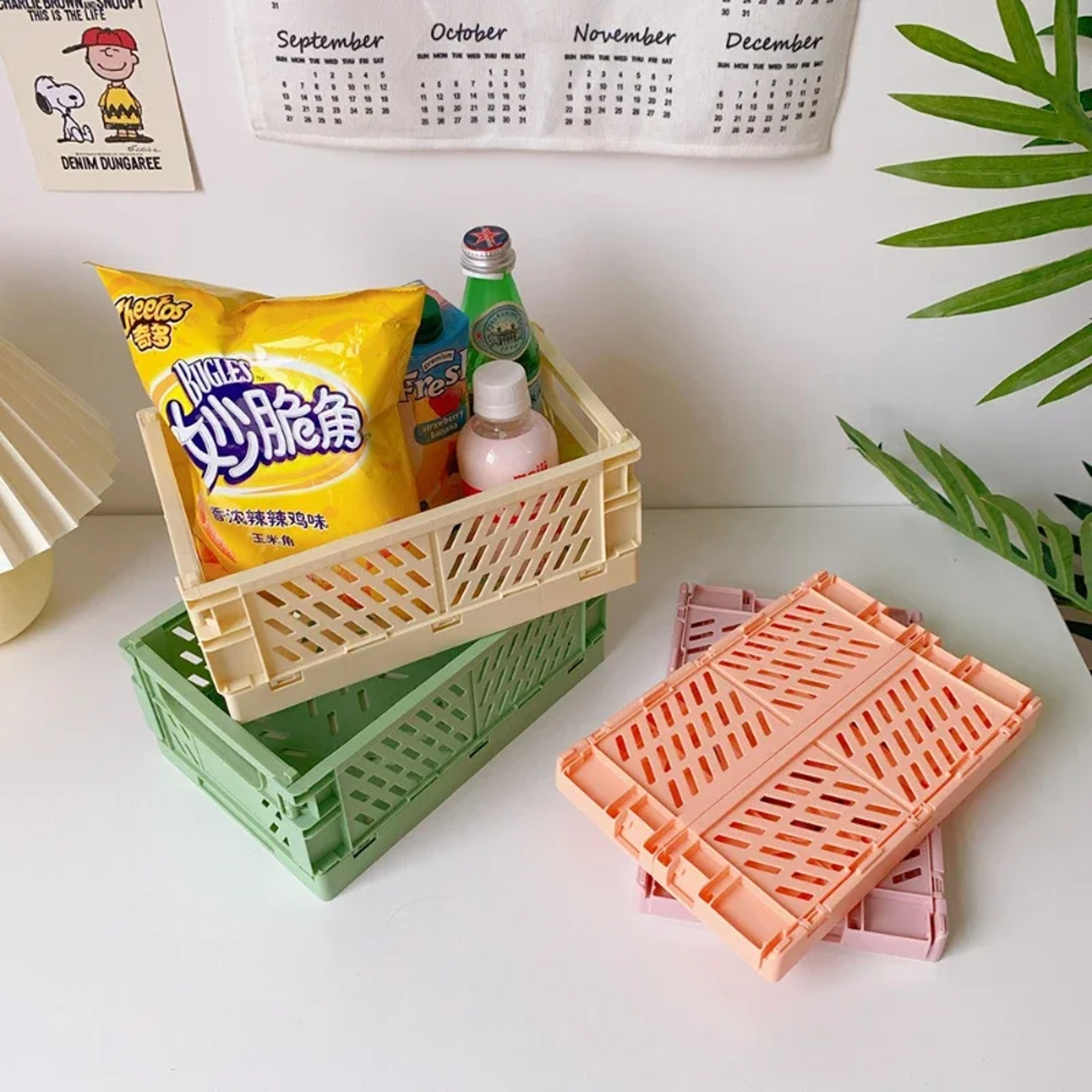 Foldable Storage Box Plastic Desk Organizer For Stationery Snacks And Home Storage 2