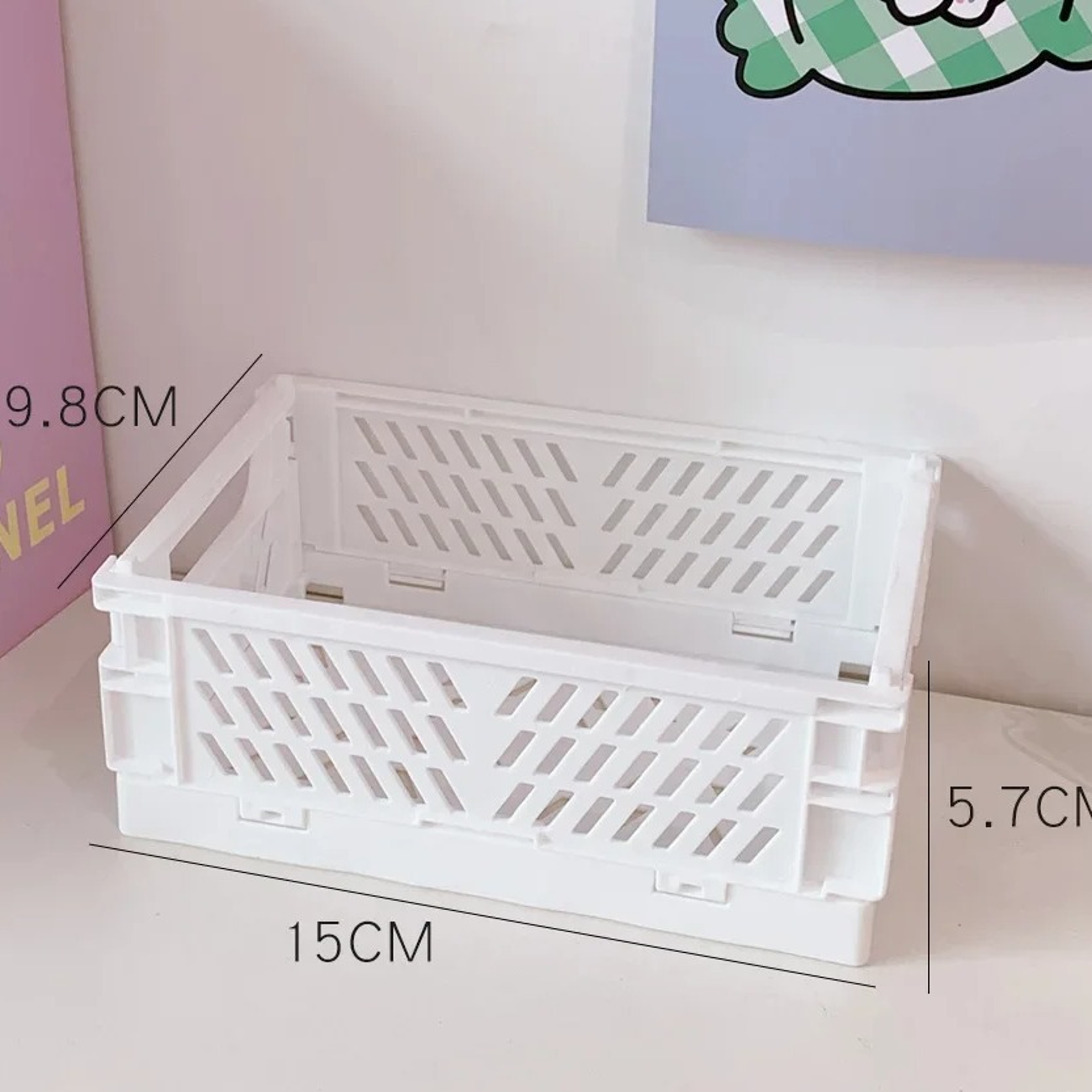 Foldable Storage Box Plastic Desk Organizer for Stationery Snacks and Home Storagejpg
