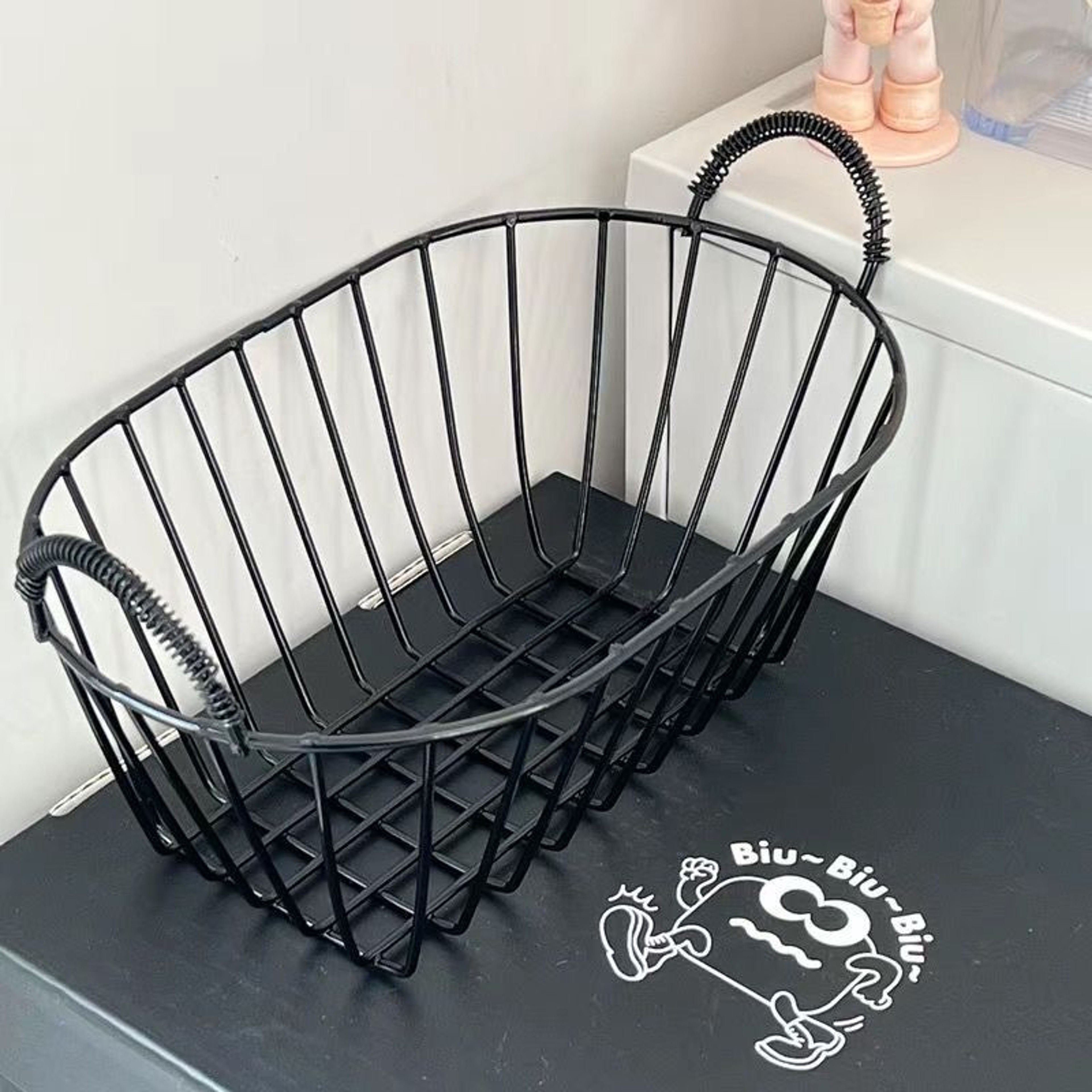 Multi Functional Iron Storage Basket Desk Organizer with Handle for Home and Office – view 7