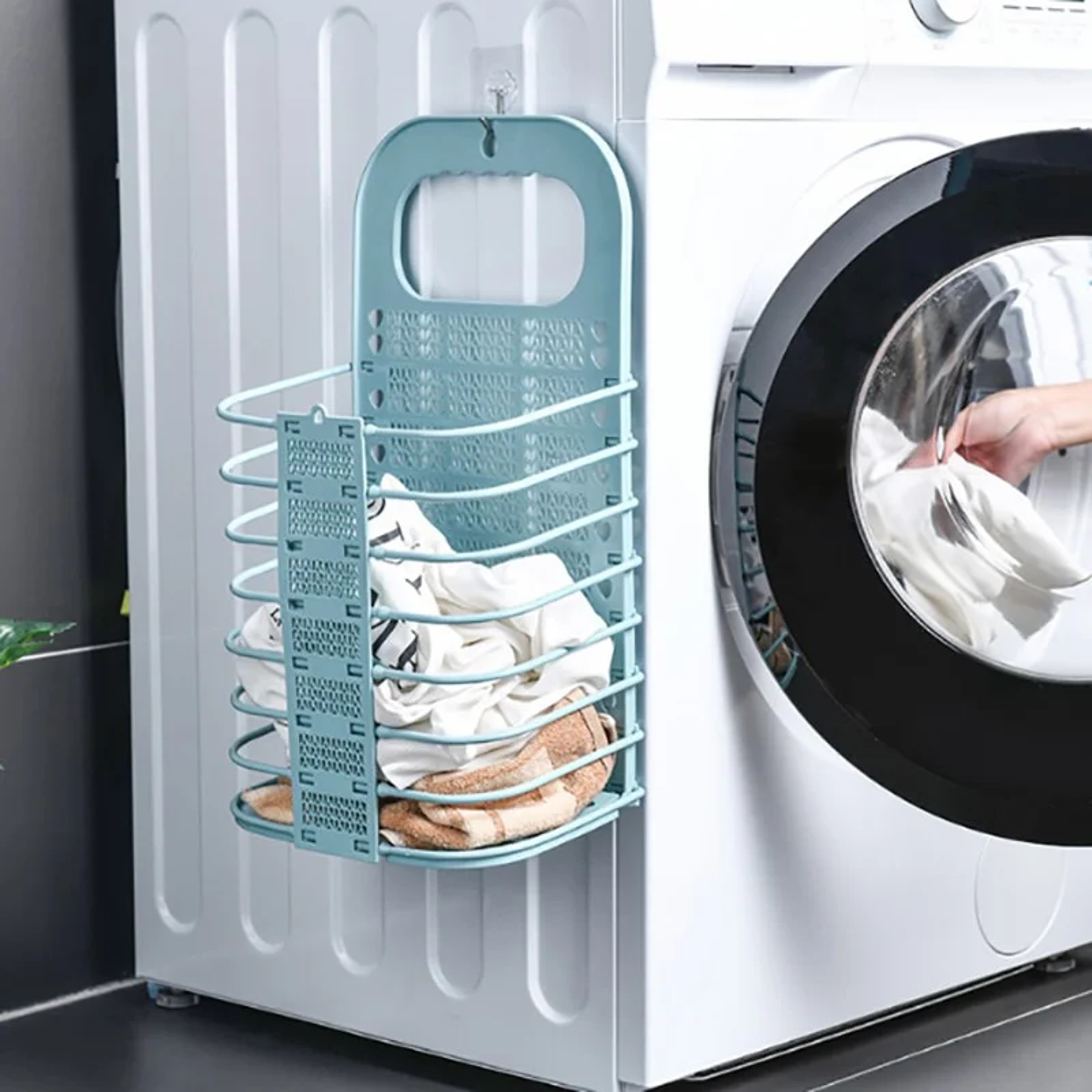 Foldable Wall Hanging Laundry Basket Space Saving Dirty Clothes Organizer – view 3