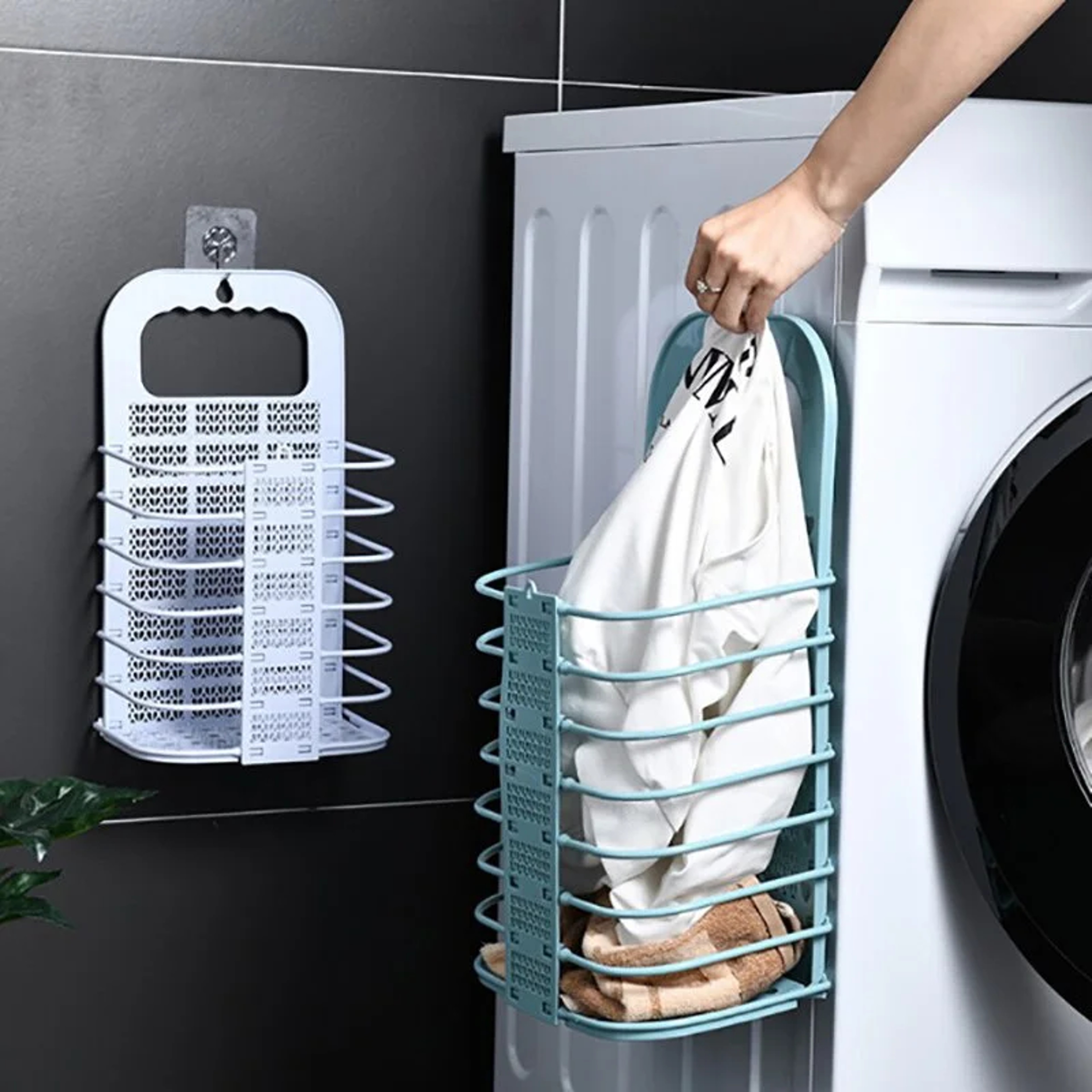 Foldable Wall Hanging Laundry Basket Space Saving Dirty Clothes Organizer – view 7