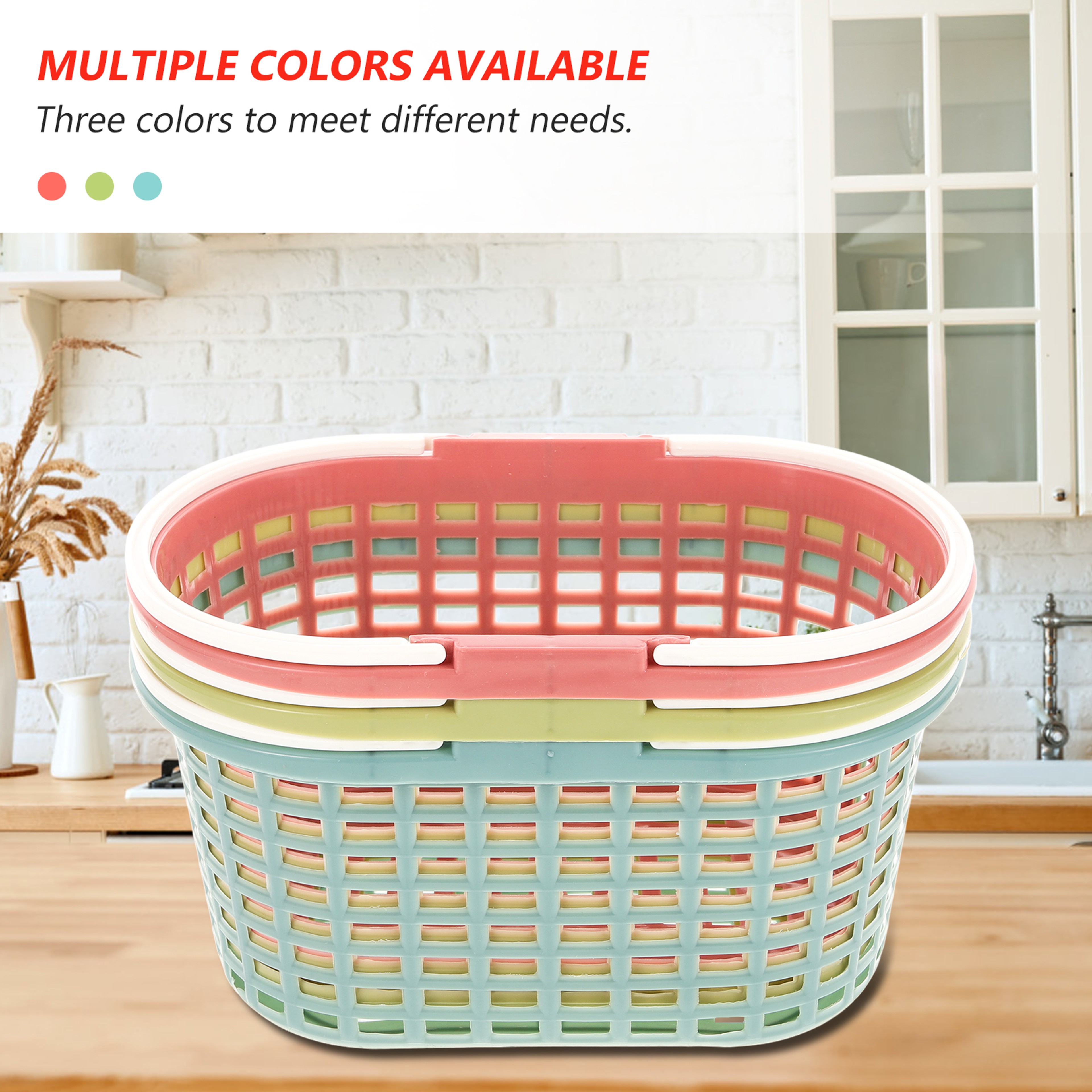 Plastic Storage Baskets With Handles Kitchen Organizer Basket for Shower and Fruit Storage – view 5