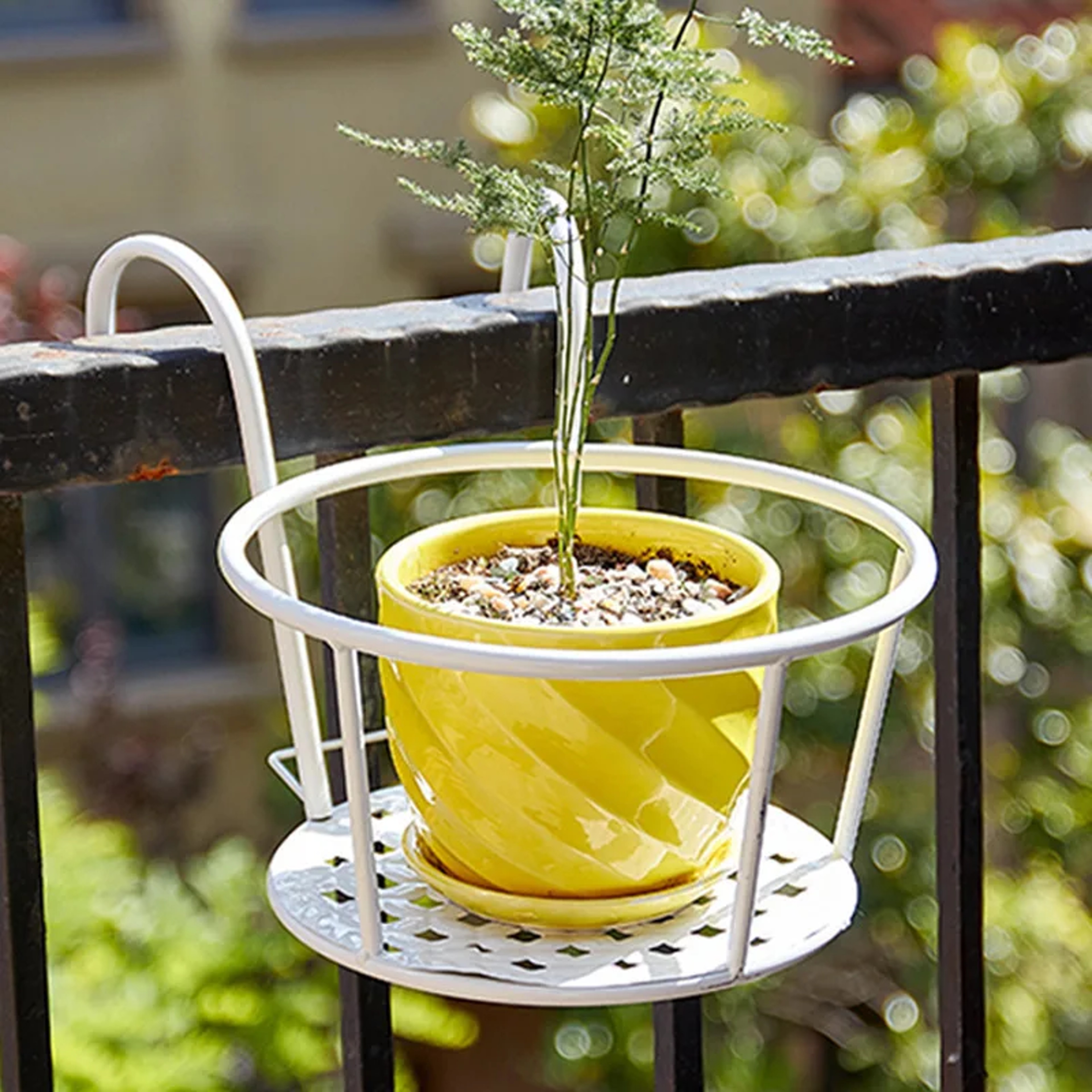 Space Saving Balcony Railing Planter Iron Hanging Flower Pot Holder – view 5